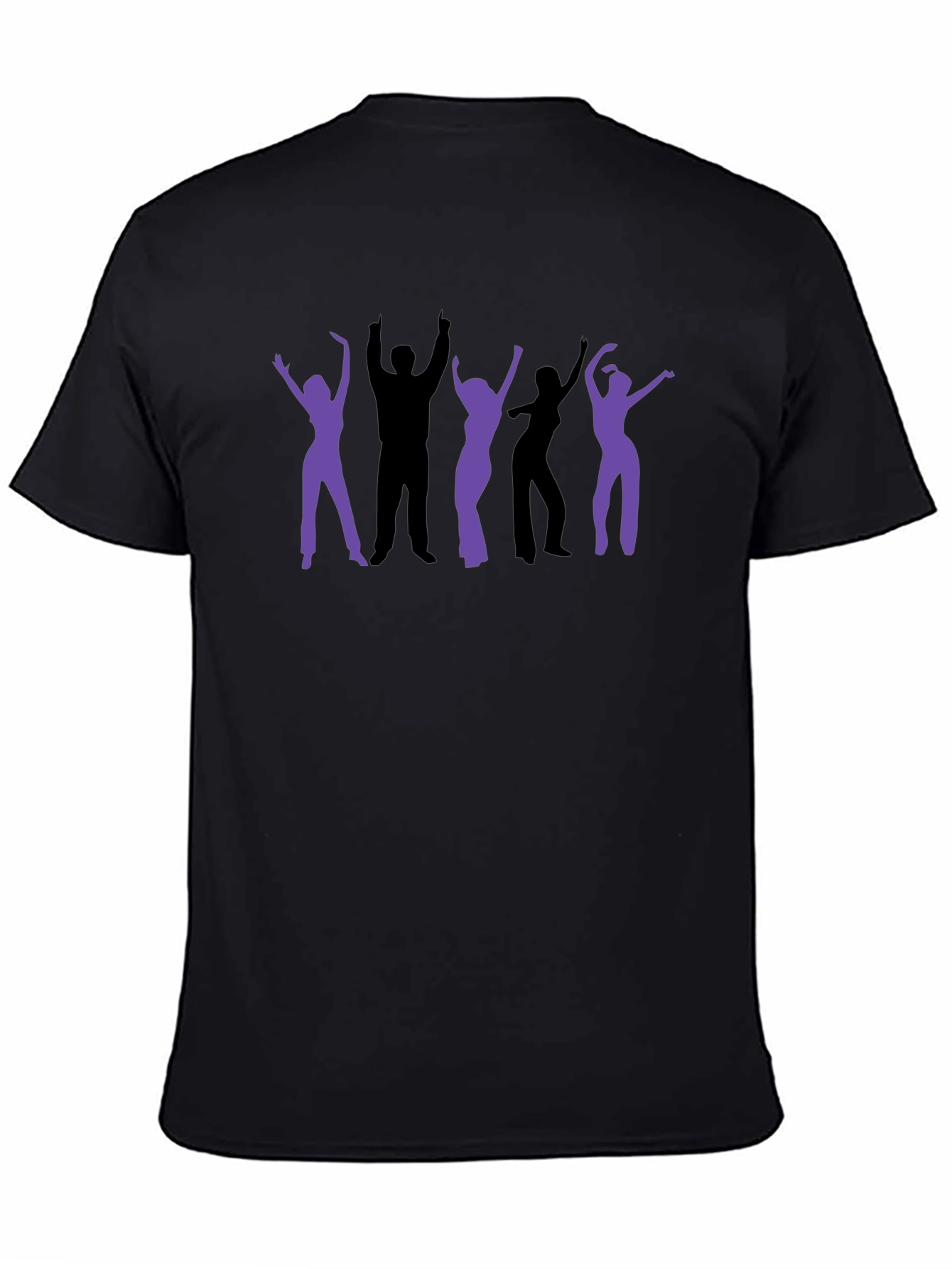 Black Retro Dance Party Graphic Tee - Black Cotton T-Shirt view 4