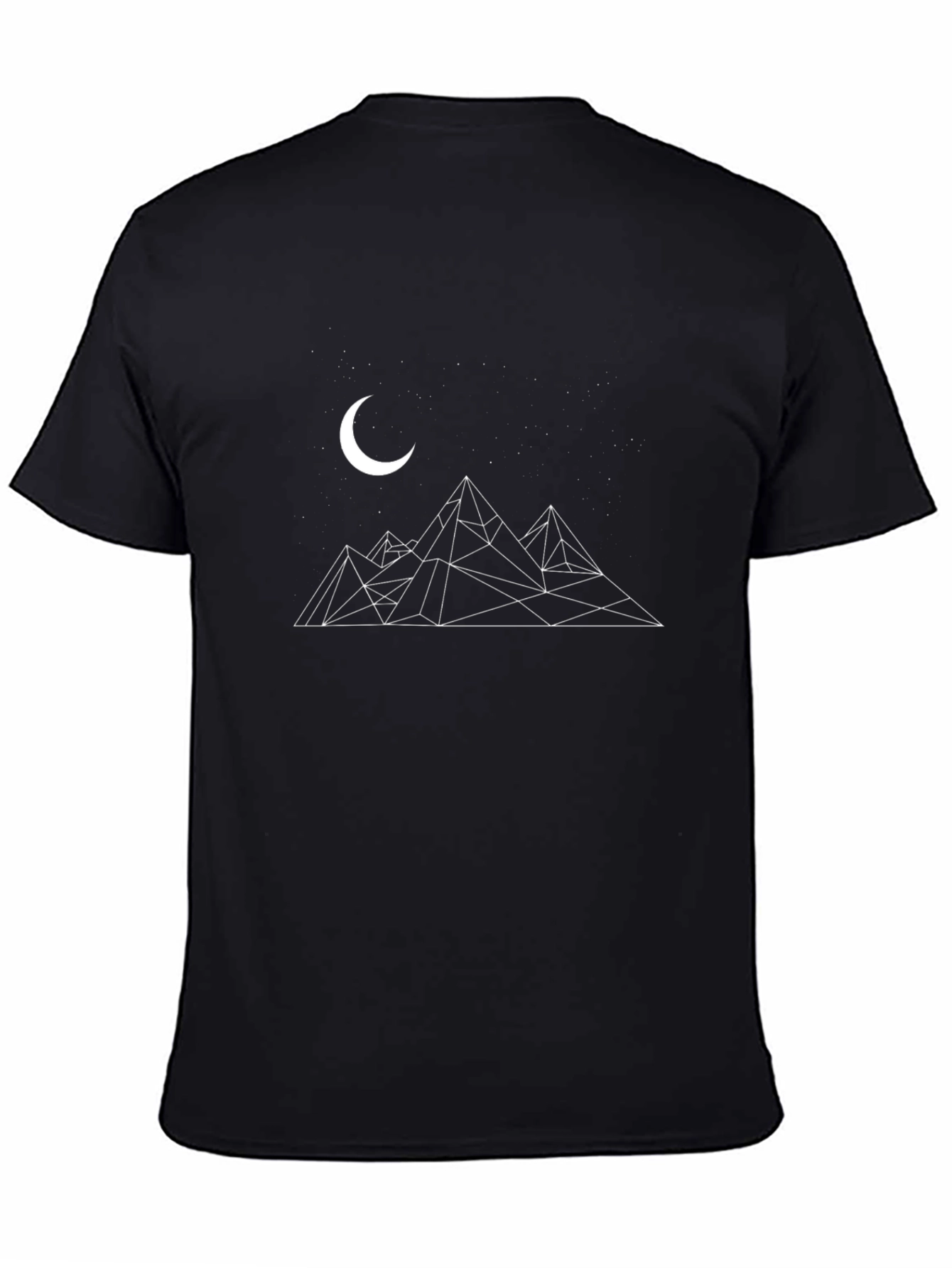 Black Geometric Mountain & Moon Black T-Shirt view 4