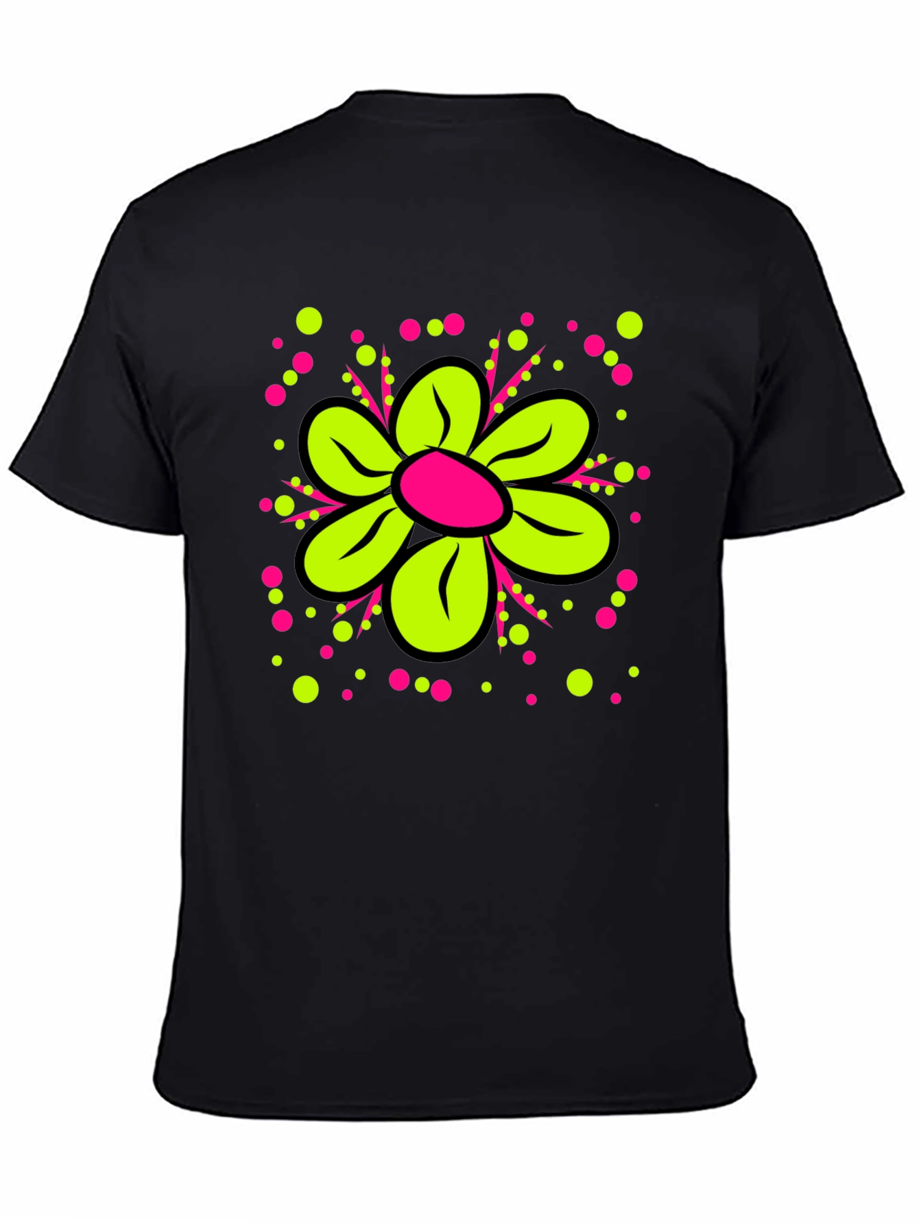 Black Funky Flower Graphic Tee - Black view 4