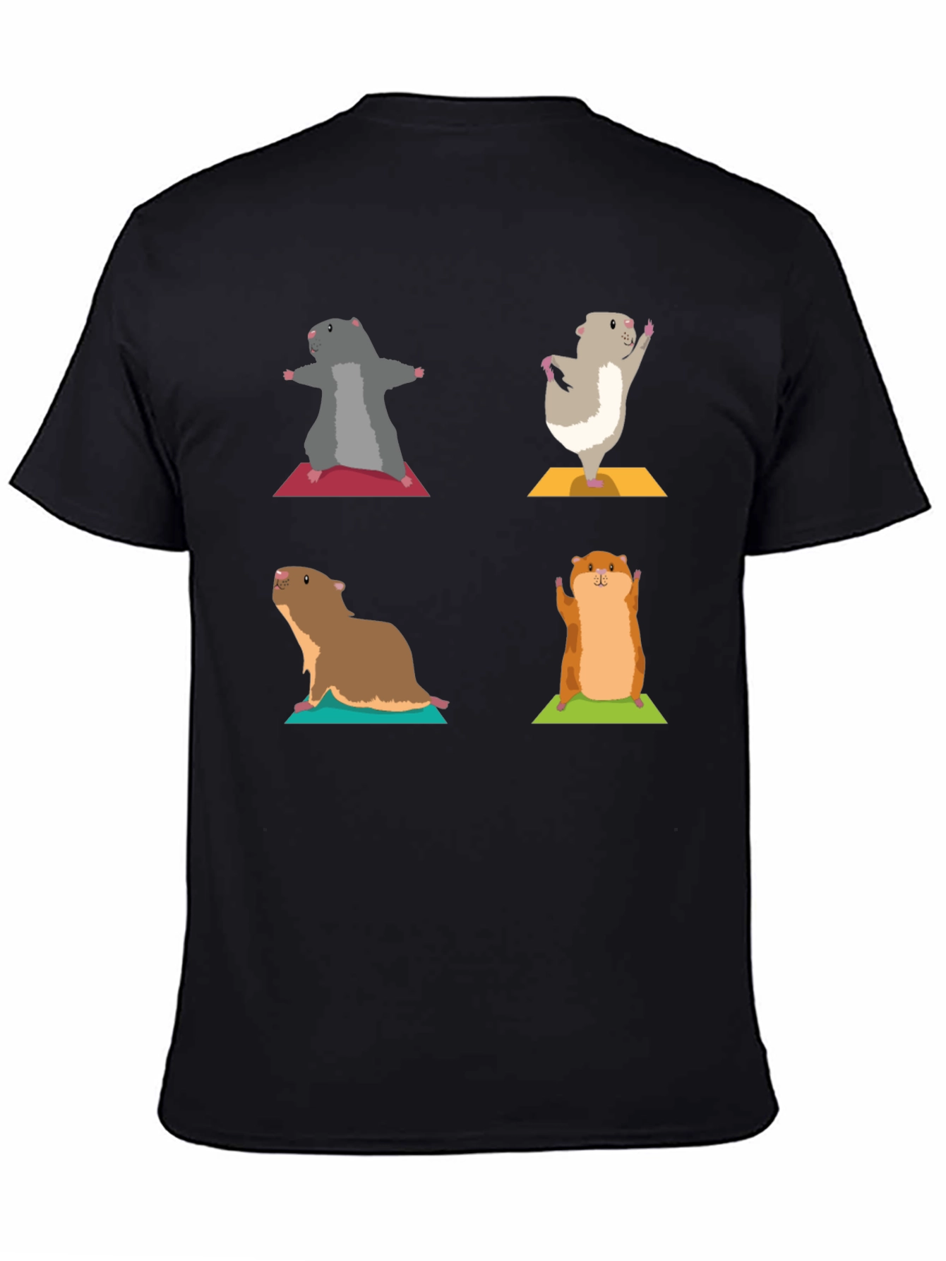 Black Yoga Hamsters Black T-Shirt view 4
