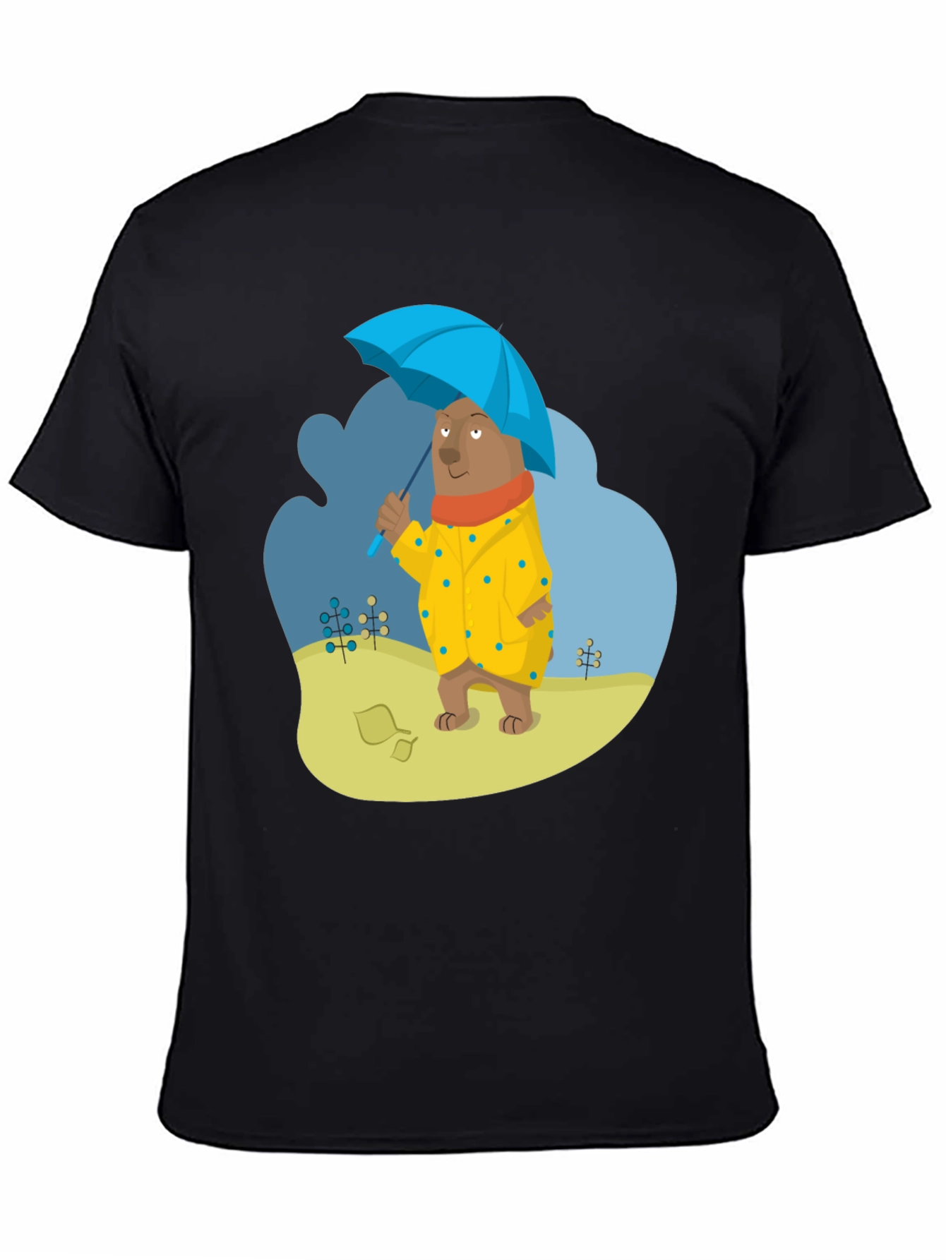 Black Bear in Raincoat Graphic T-Shirt - Unisex Casual Tee view 4
