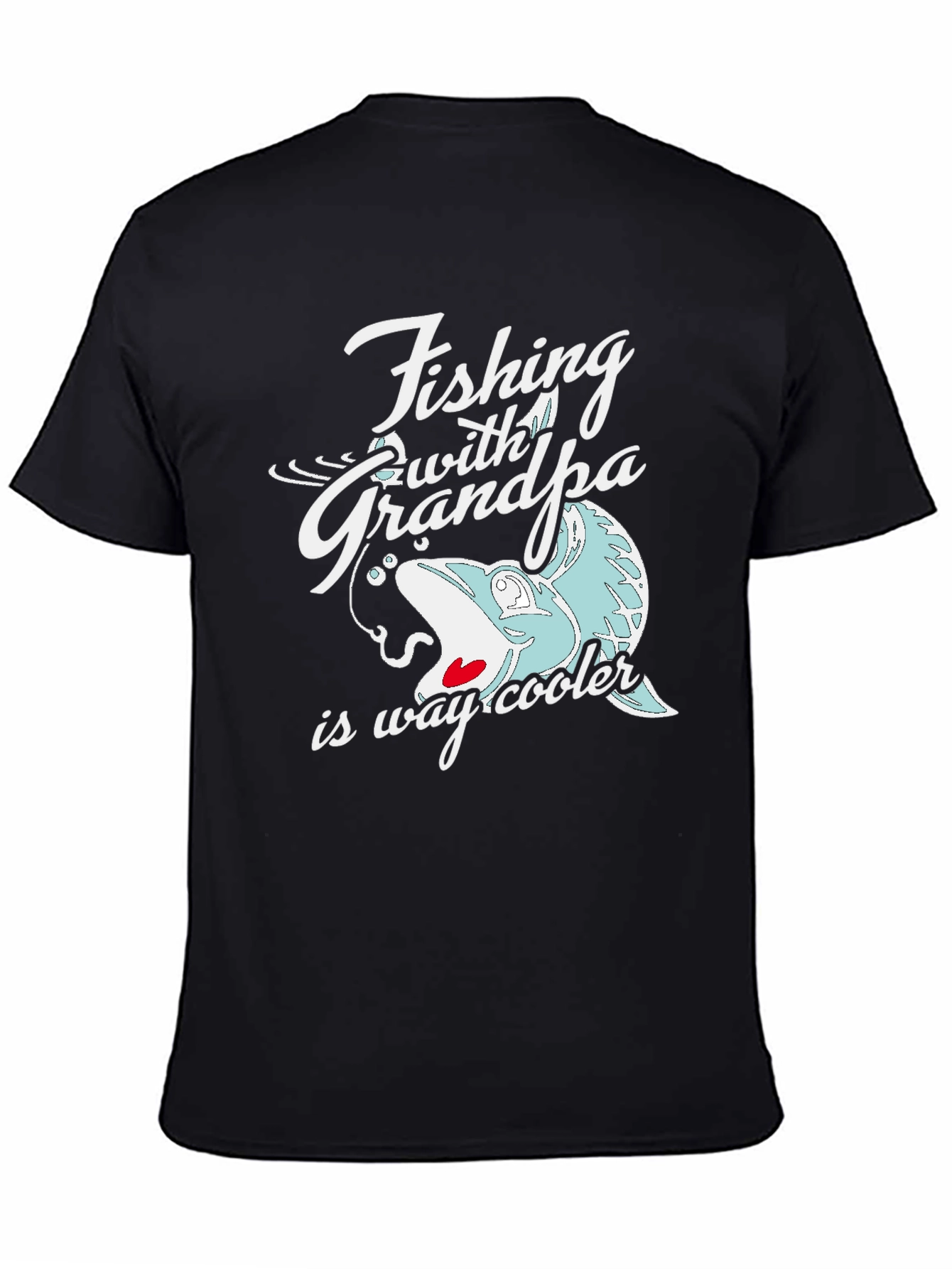 Black Fishing With Grandpa T-Shirt view 4