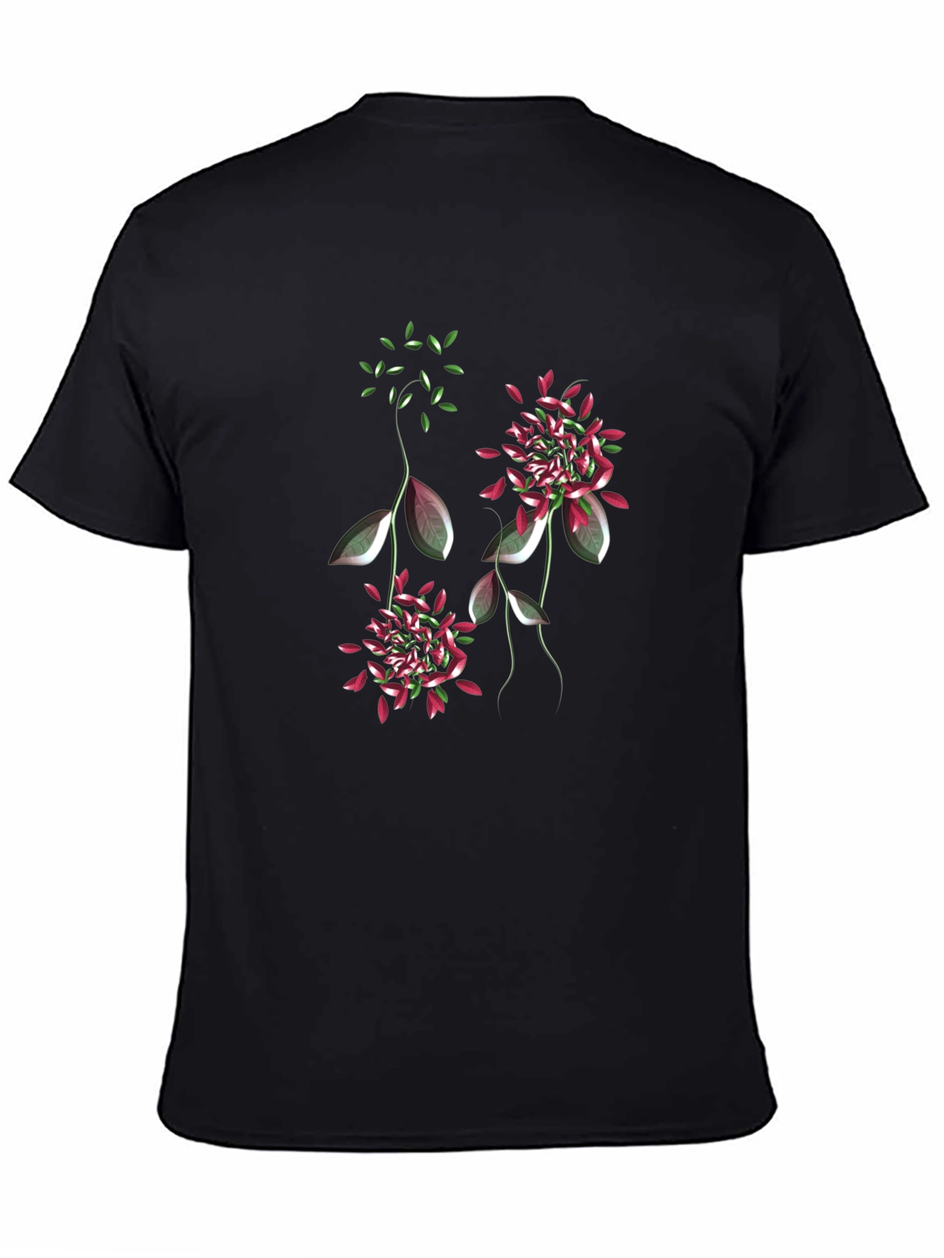 Black Floral Print T-Shirt - Black Cotton Blend view 4