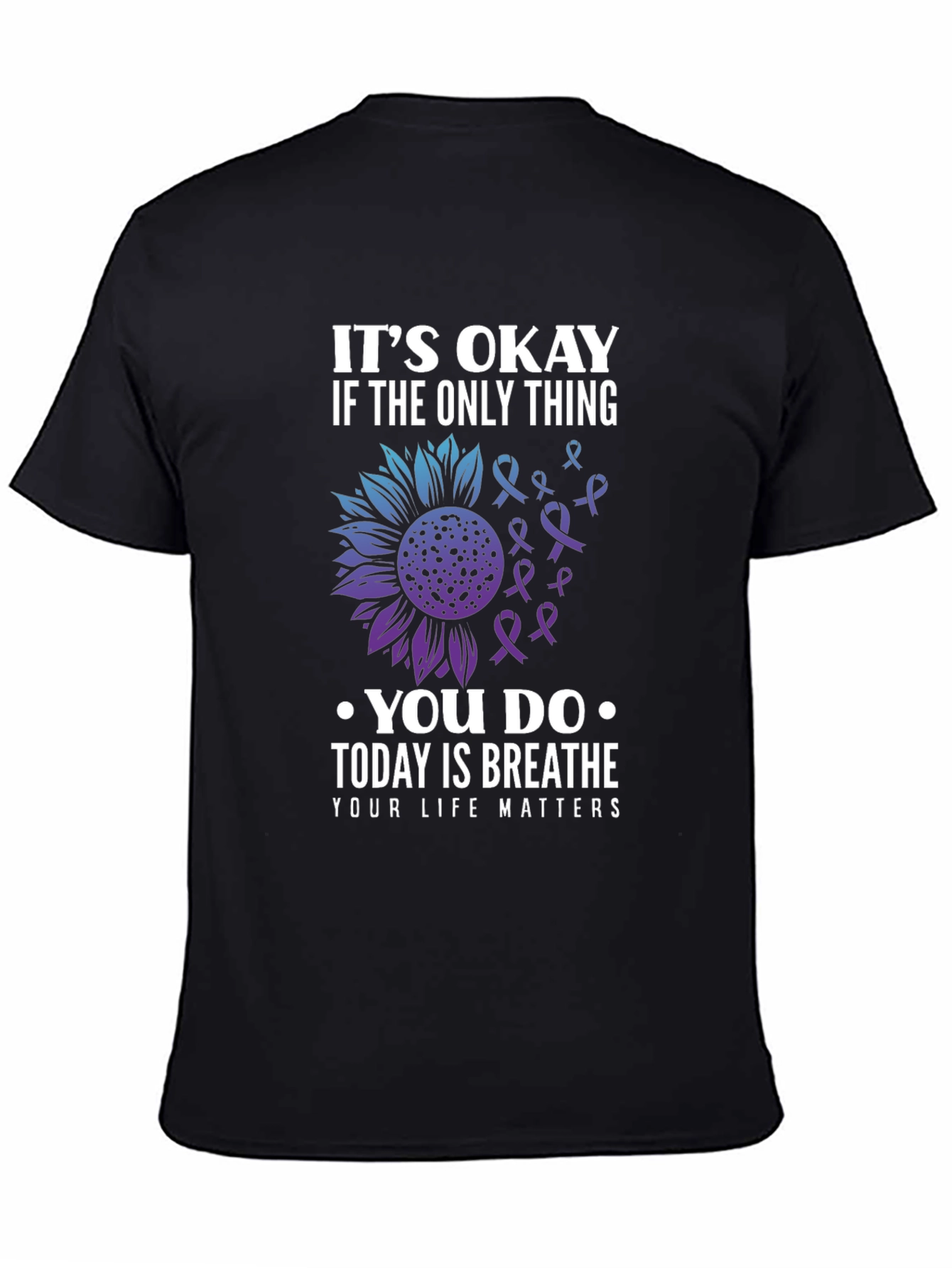 Black It's Okay To Breathe Graphic T-Shirt view 4