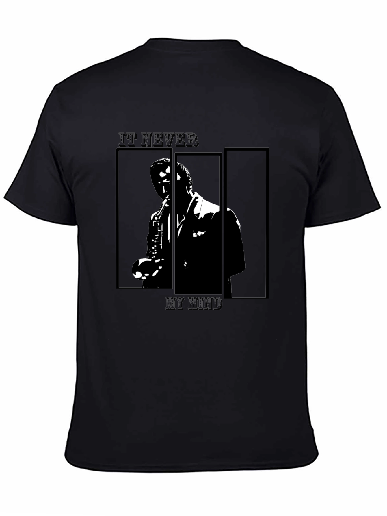 Black Jazz Saxophone Graphic Tee - Classic Black T-Shirt view 4
