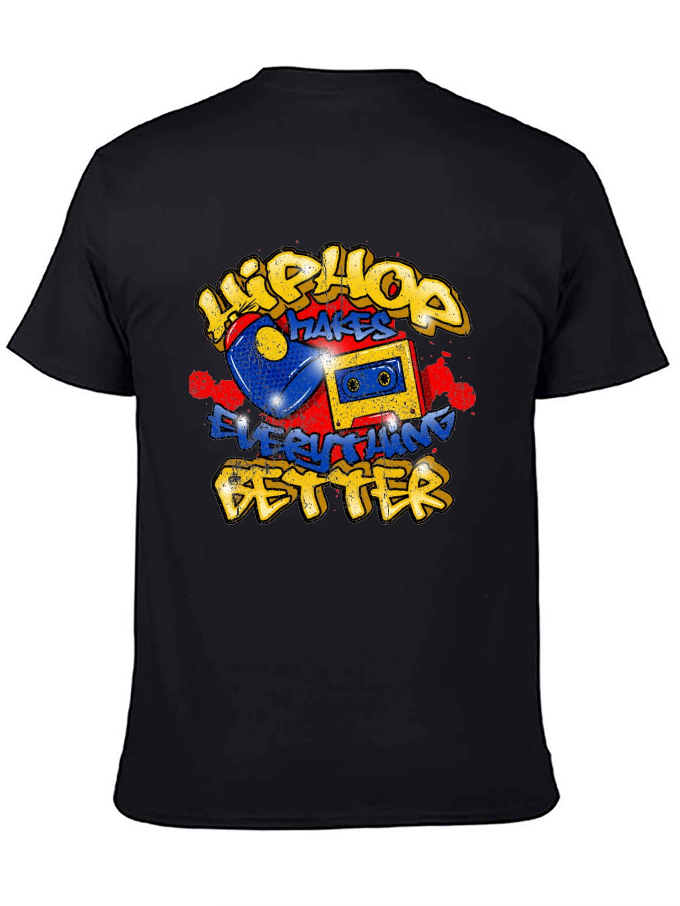Black Hip Hop Makes Everything Better Graphic T-Shirt view 4