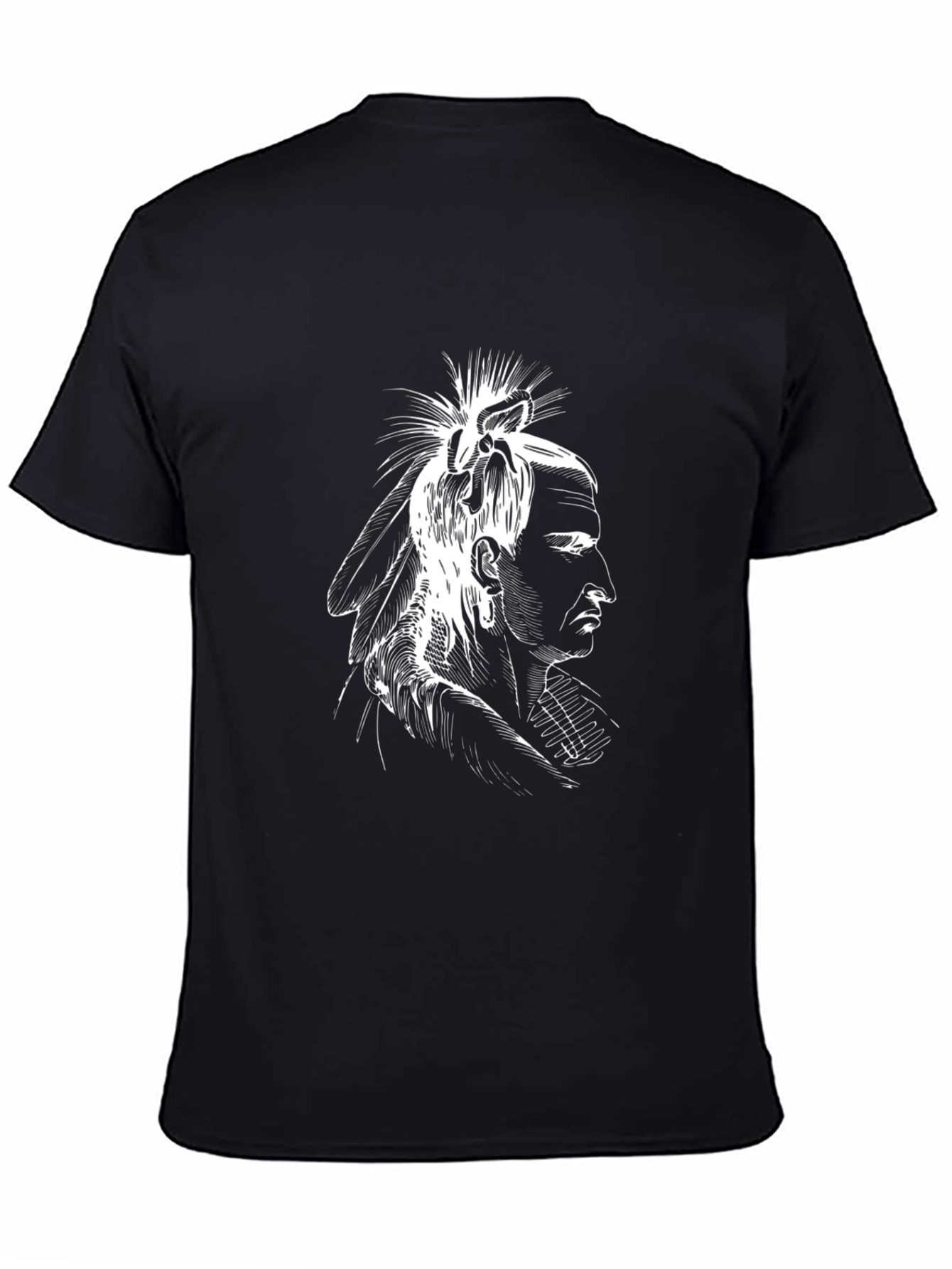 Black Native American Chief Graphic Tee - Black view 4