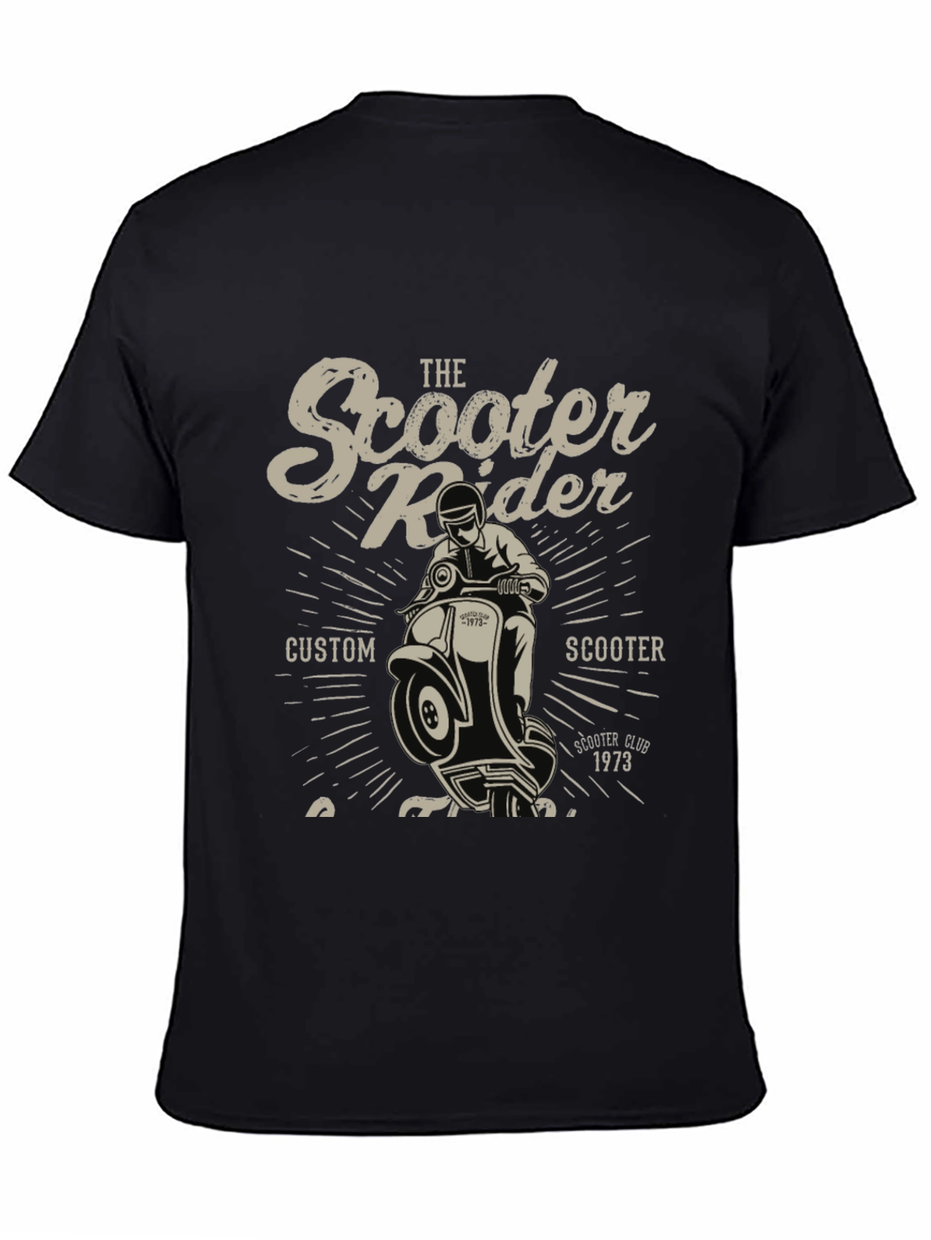 Black Vintage Scooter Rider Graphic Tee - Custom Scooter Club view 4