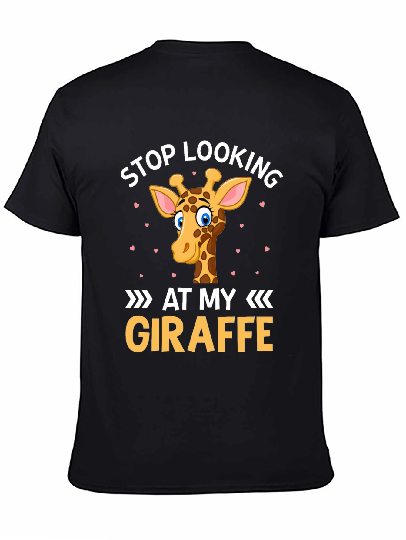 Black Stop Looking At My Giraffe T-Shirt - Novelty Graphic Tee view 4