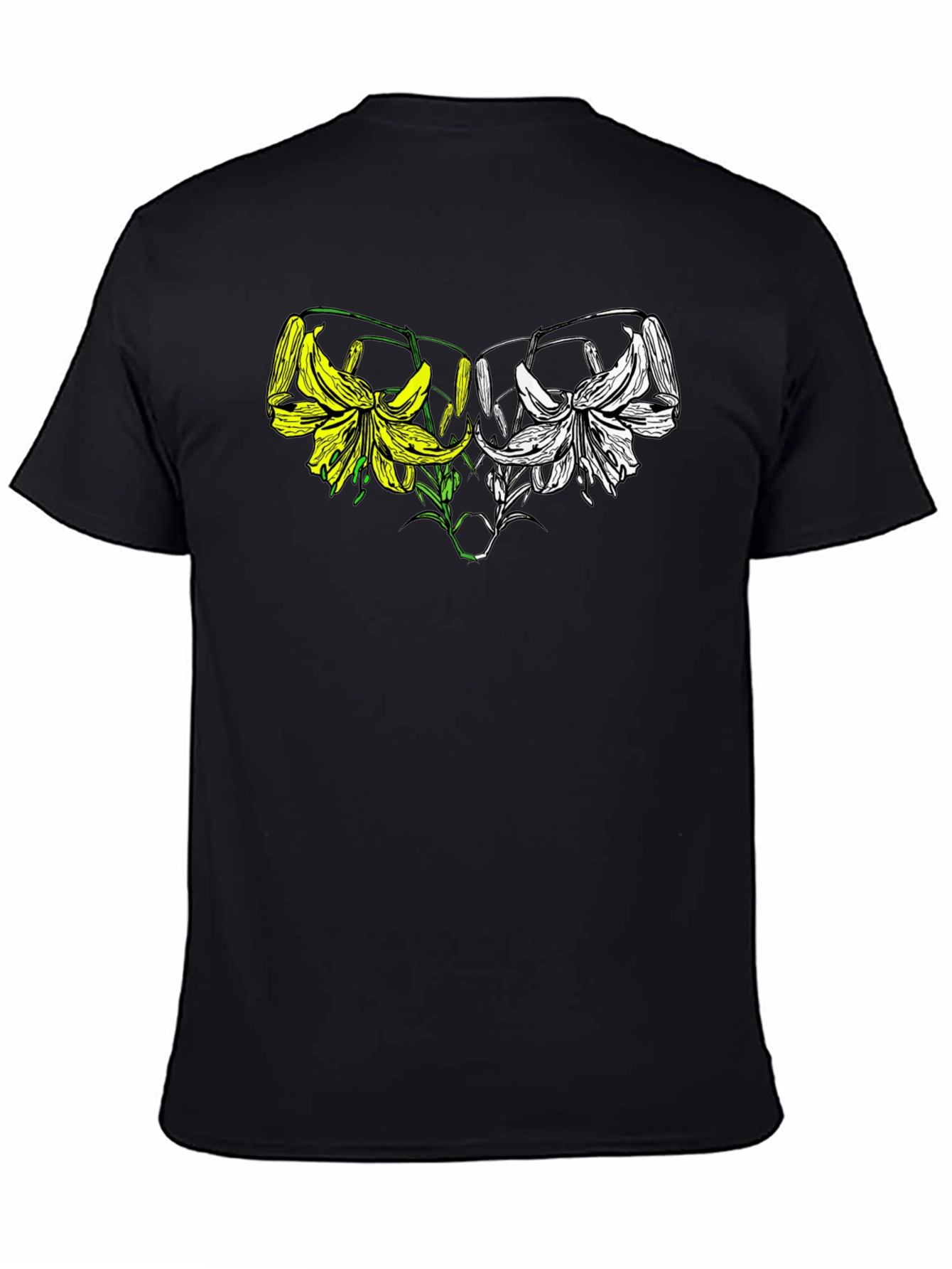 Black Floral Graphic Tee - Black Cotton Blend view 4