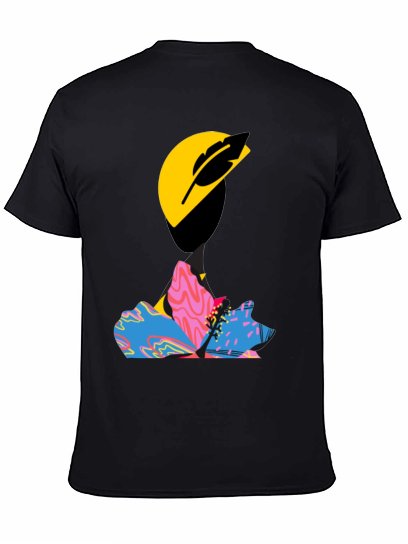 Black Abstract Graphic Print Black T-Shirt view 4