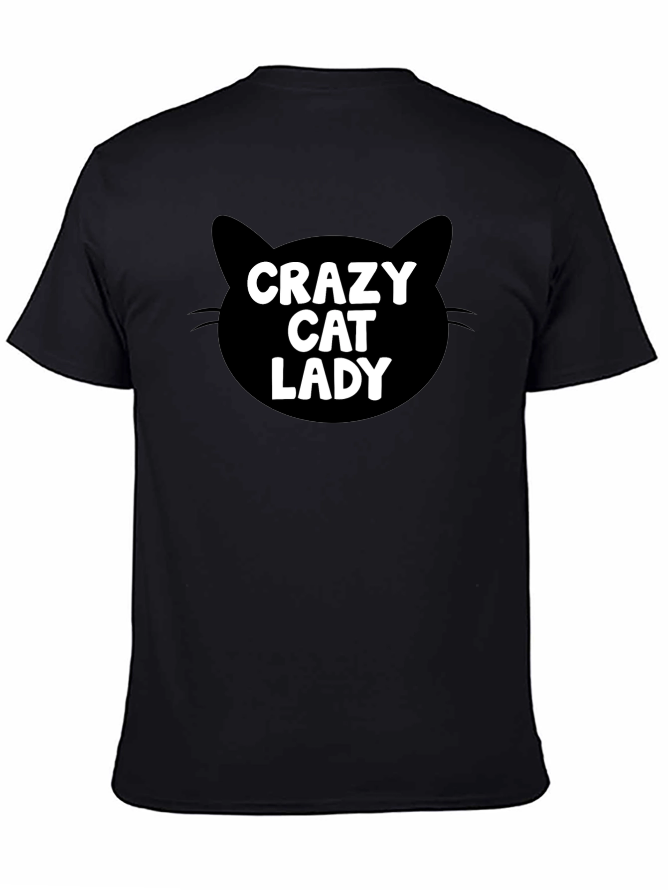 Black Crazy Cat Lady T-Shirt - Black view 4