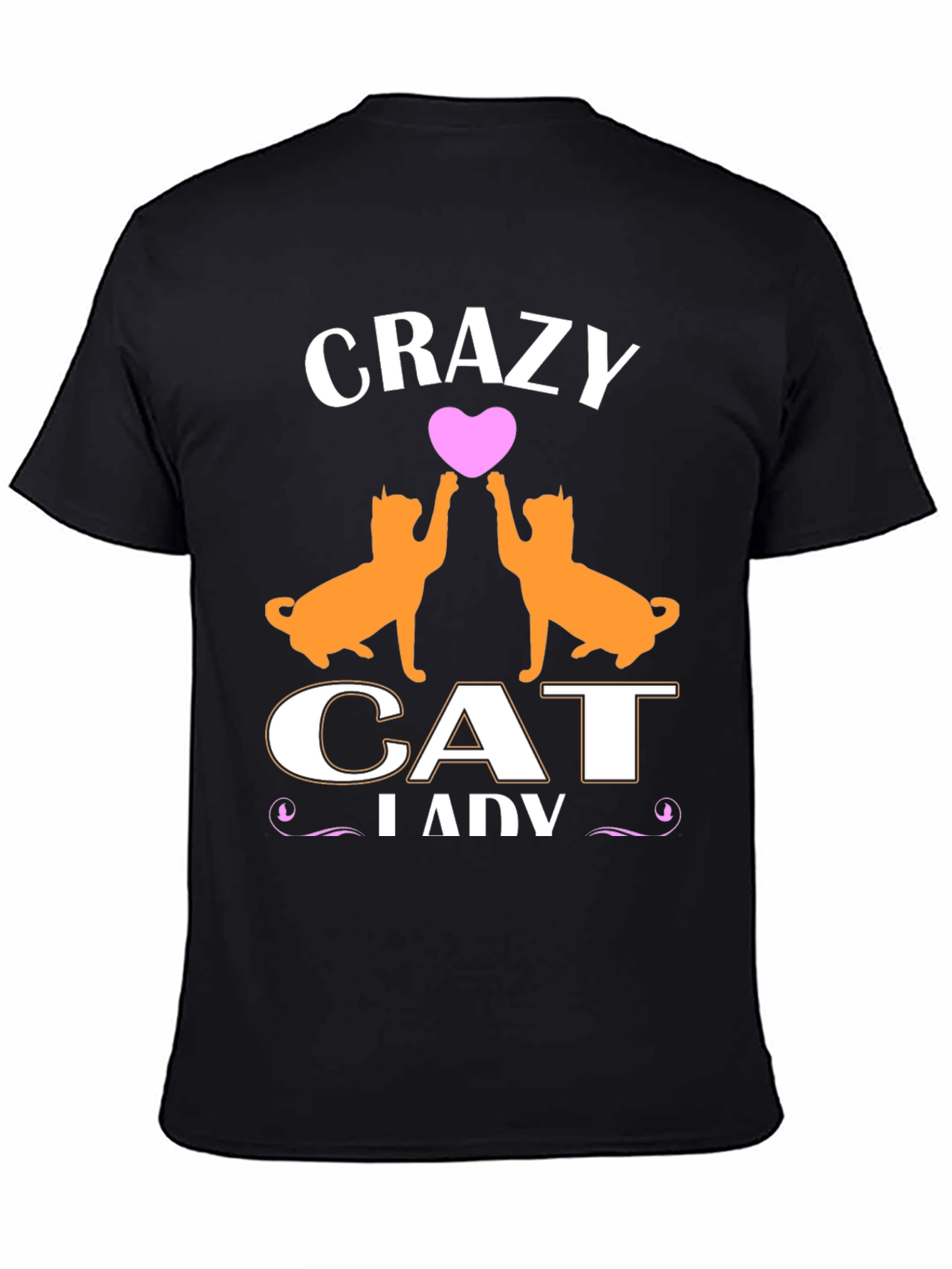 Black Crazy Cat Lady T-Shirt - Cute Cat Lover Tee view 4