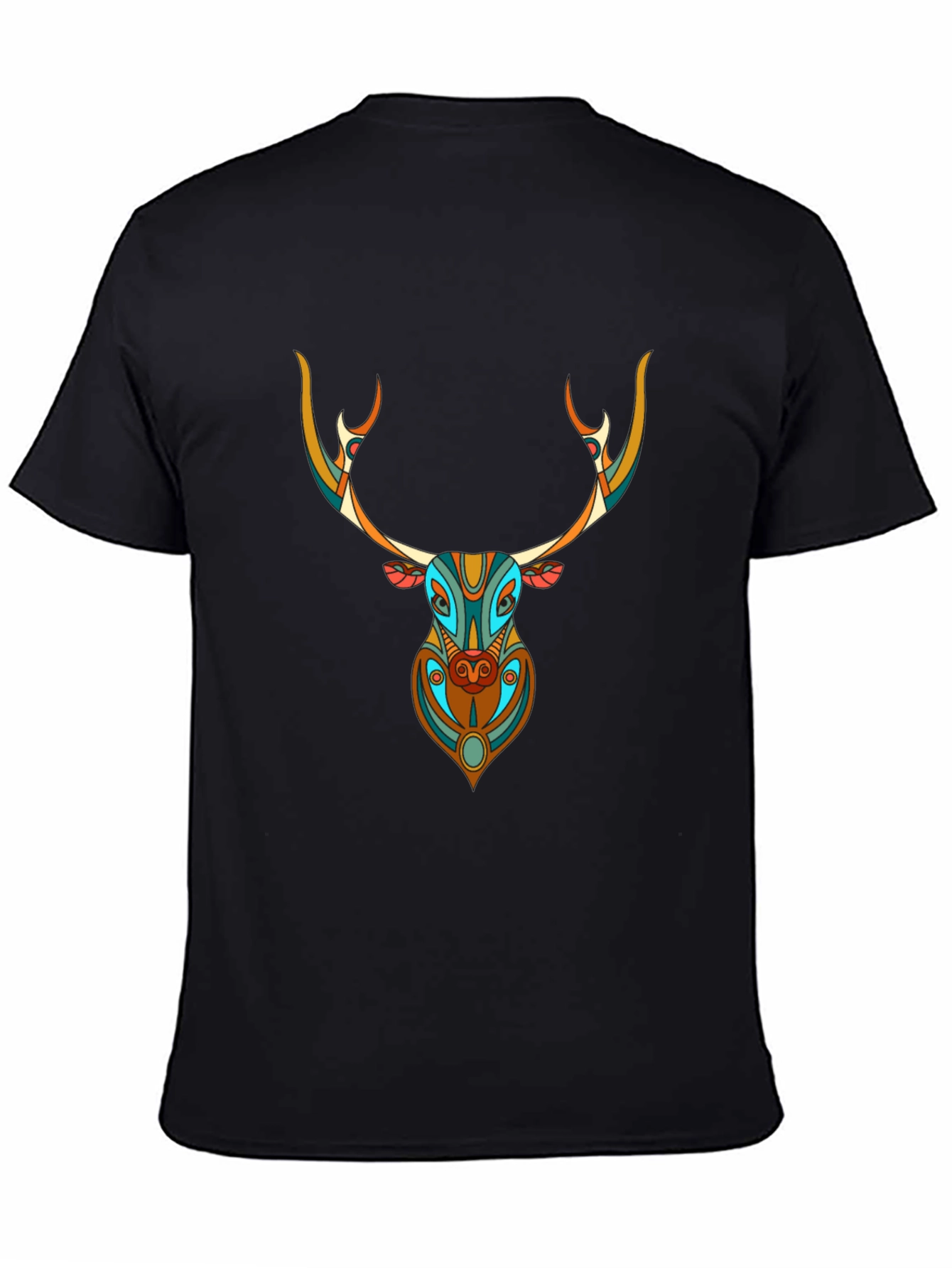 Black Geometric Deer Graphic Tee - Unique Style view 4