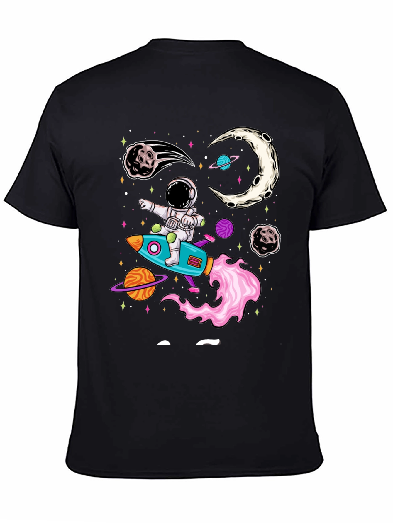 Black Astronaut Rocket Ride T-Shirt view 4