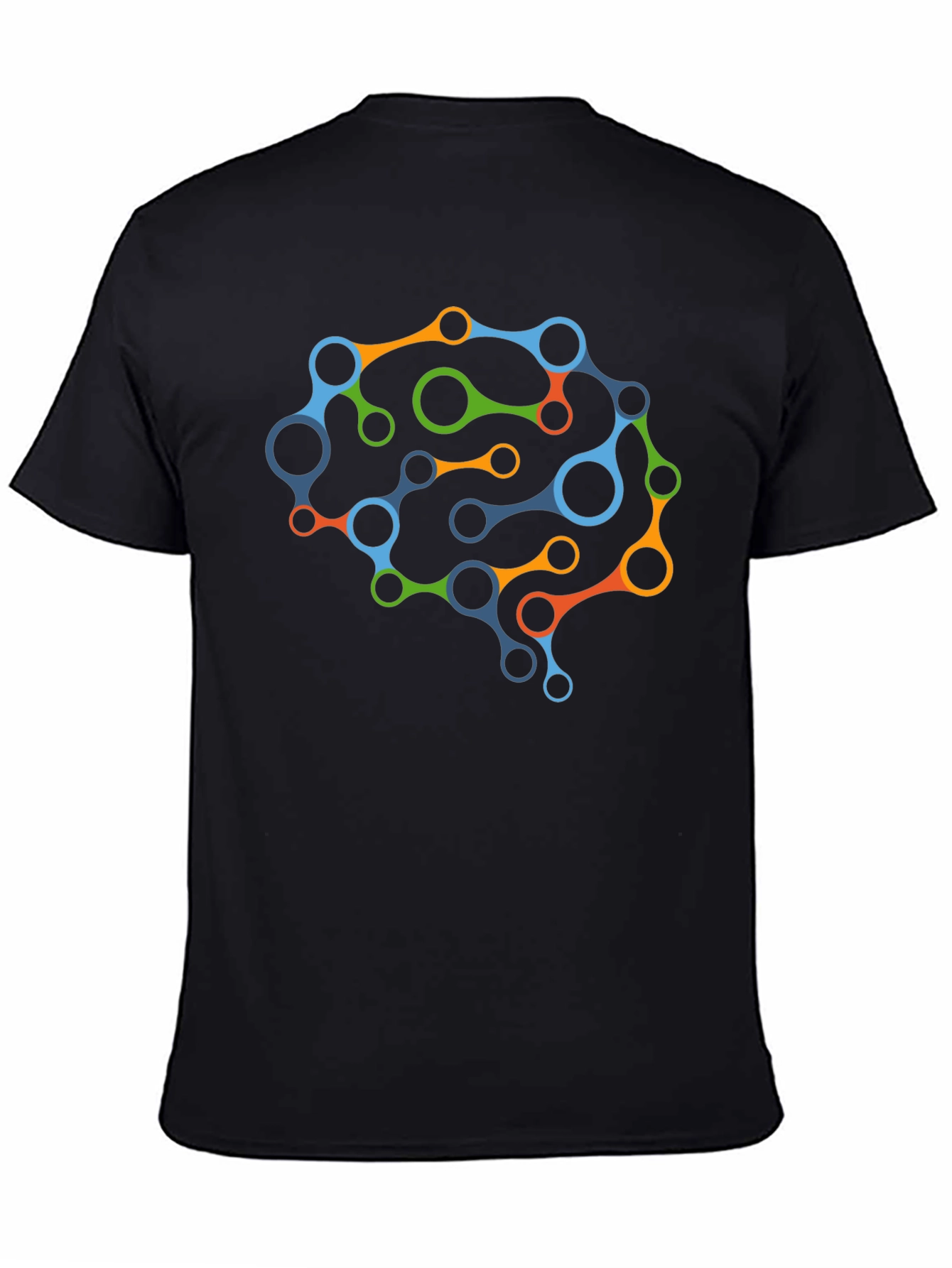Black Brain Circuit Graphic Tee - Black Crew Neck T-Shirt view 4