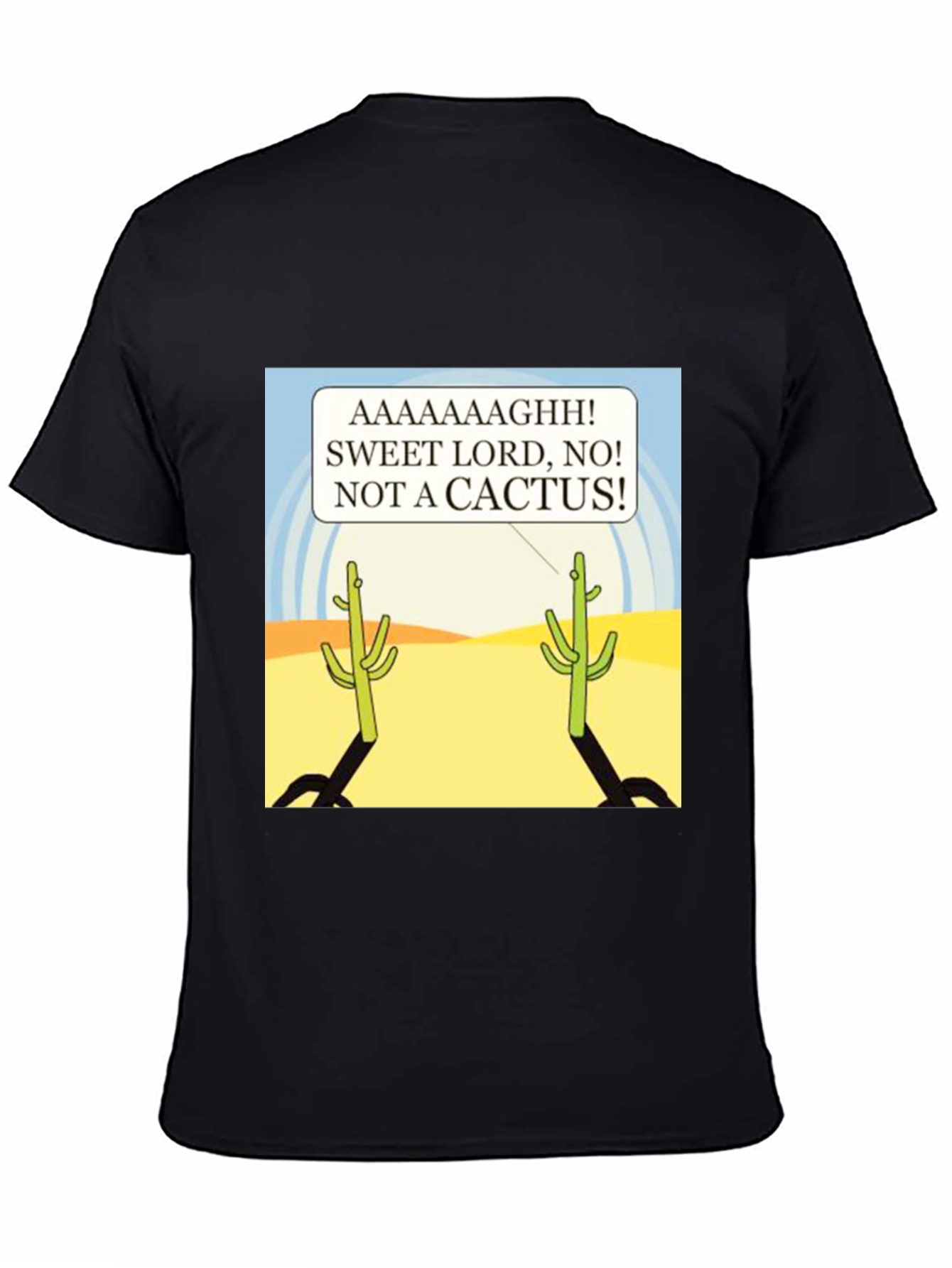 Black Funny Cactus T-Shirt - AAAAAAGHH! view 4