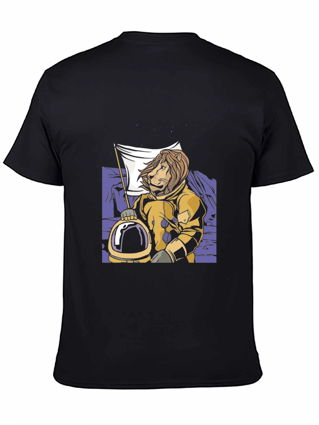 Black Lion Astronaut Graphic Tee - Black Crew Neck T-Shirt view 4