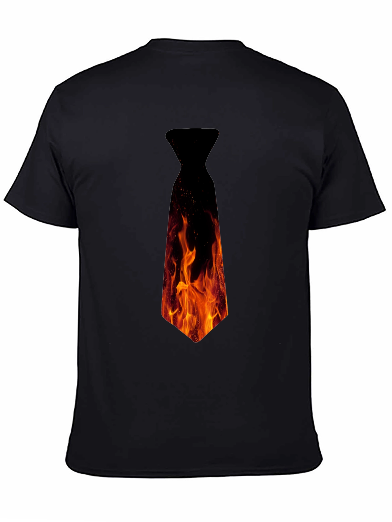 Black Fiery Necktie Graphic Tee - Black Cotton T-Shirt view 4