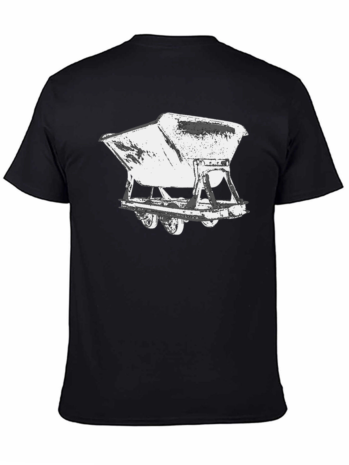 Black Vintage Mine Cart Graphic Tee - Black Cotton Shirt view 4
