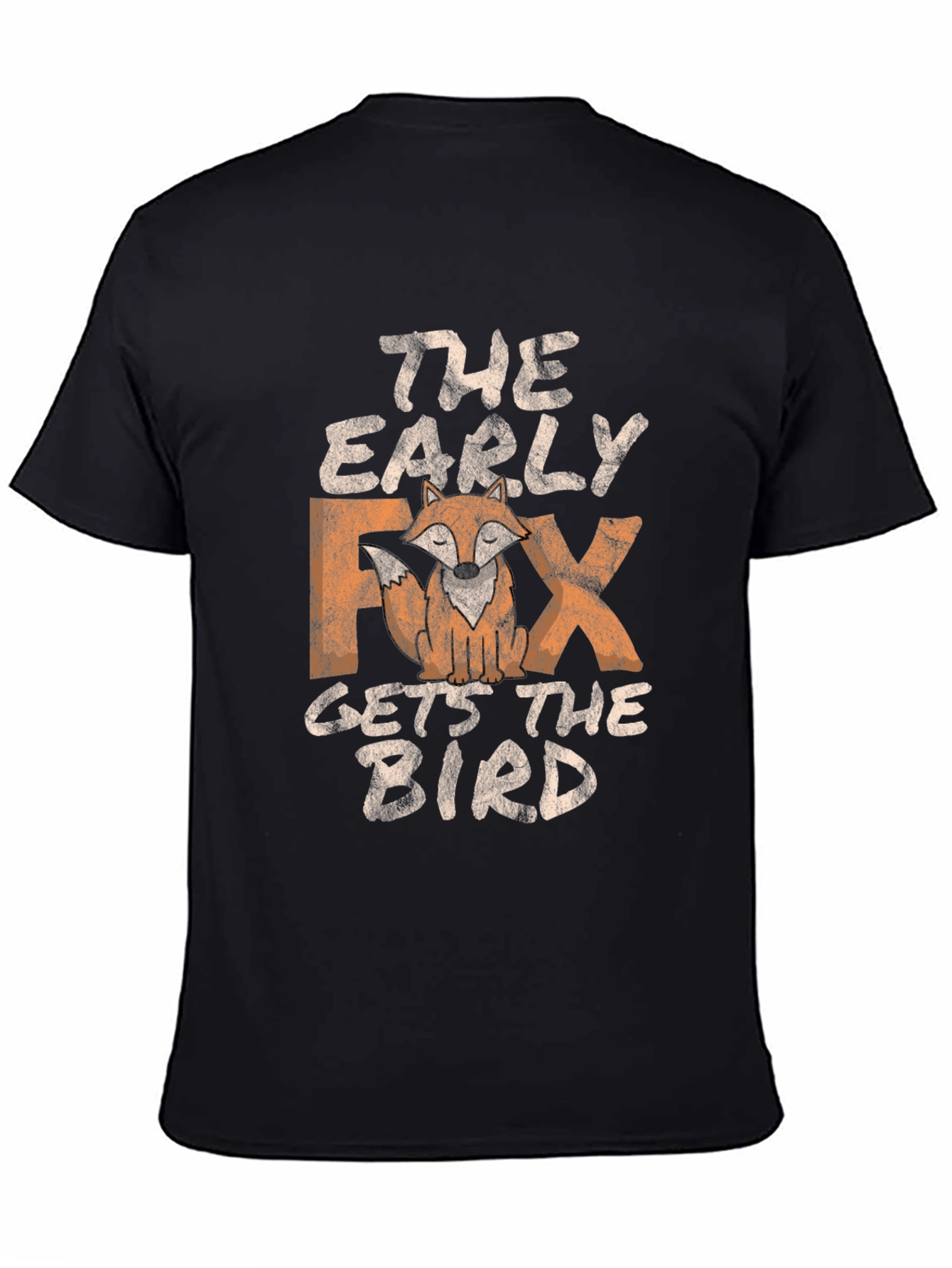 Black Early Fox Gets the Bird Graphic Tee view 4