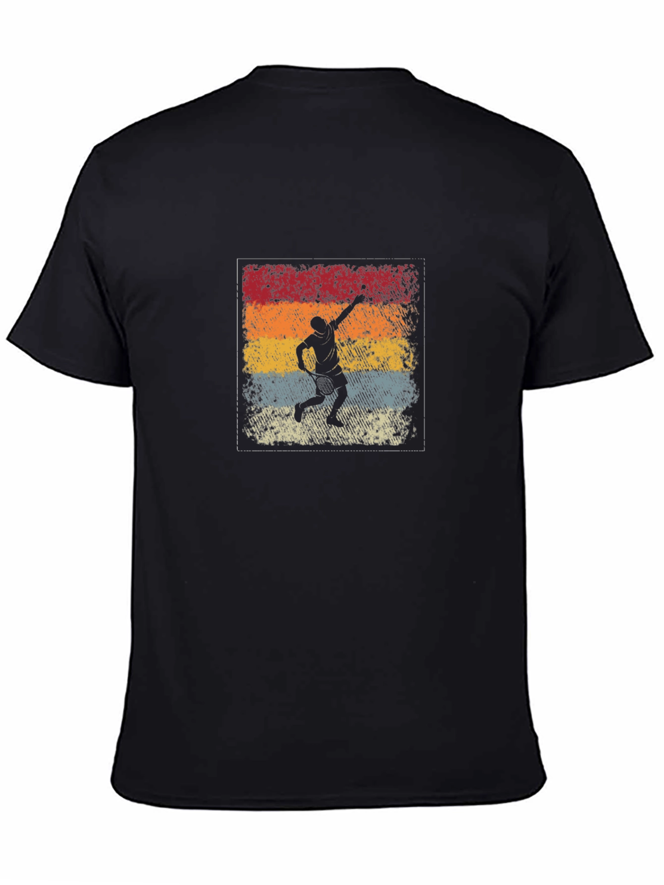 Black Vintage Tennis Player Graphic T-Shirt - Black view 4