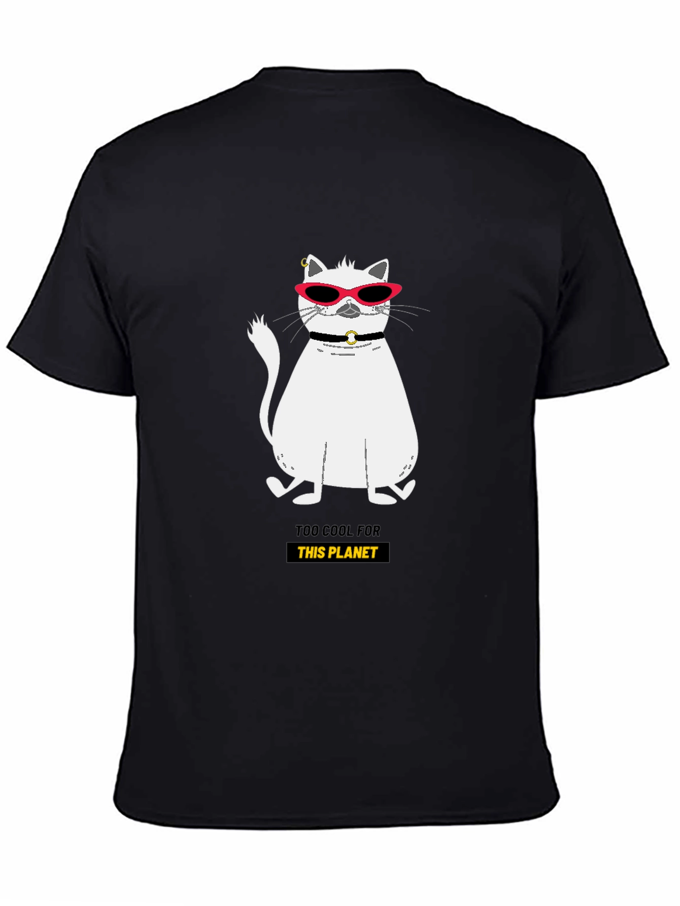 Black Cool Cat Graphic Tee - Too Cool For This Planet view 4