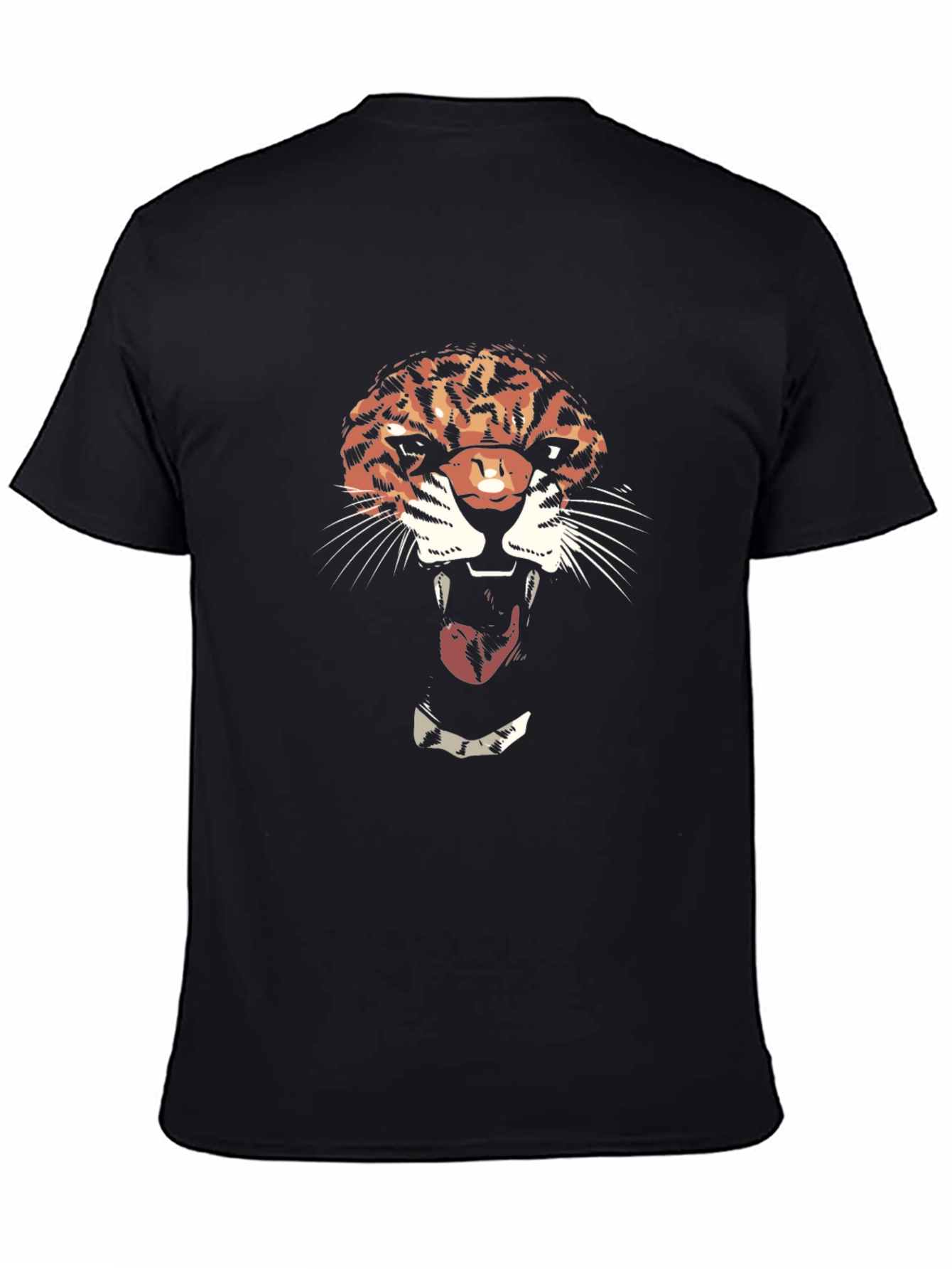 Black Tiger Graphic Tee - Bold Black Cotton T-Shirt view 4