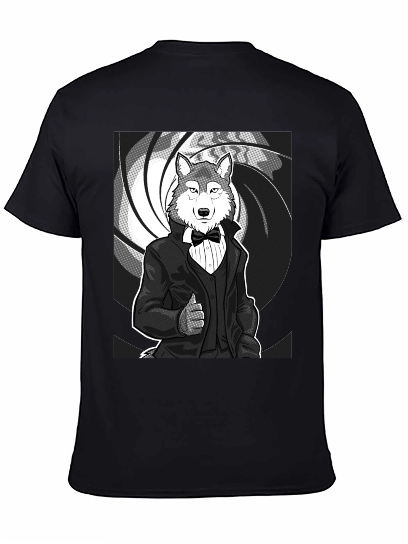 Black Wolf Tuxedo T-Shirt - Suave and Sophisticated Style view 4