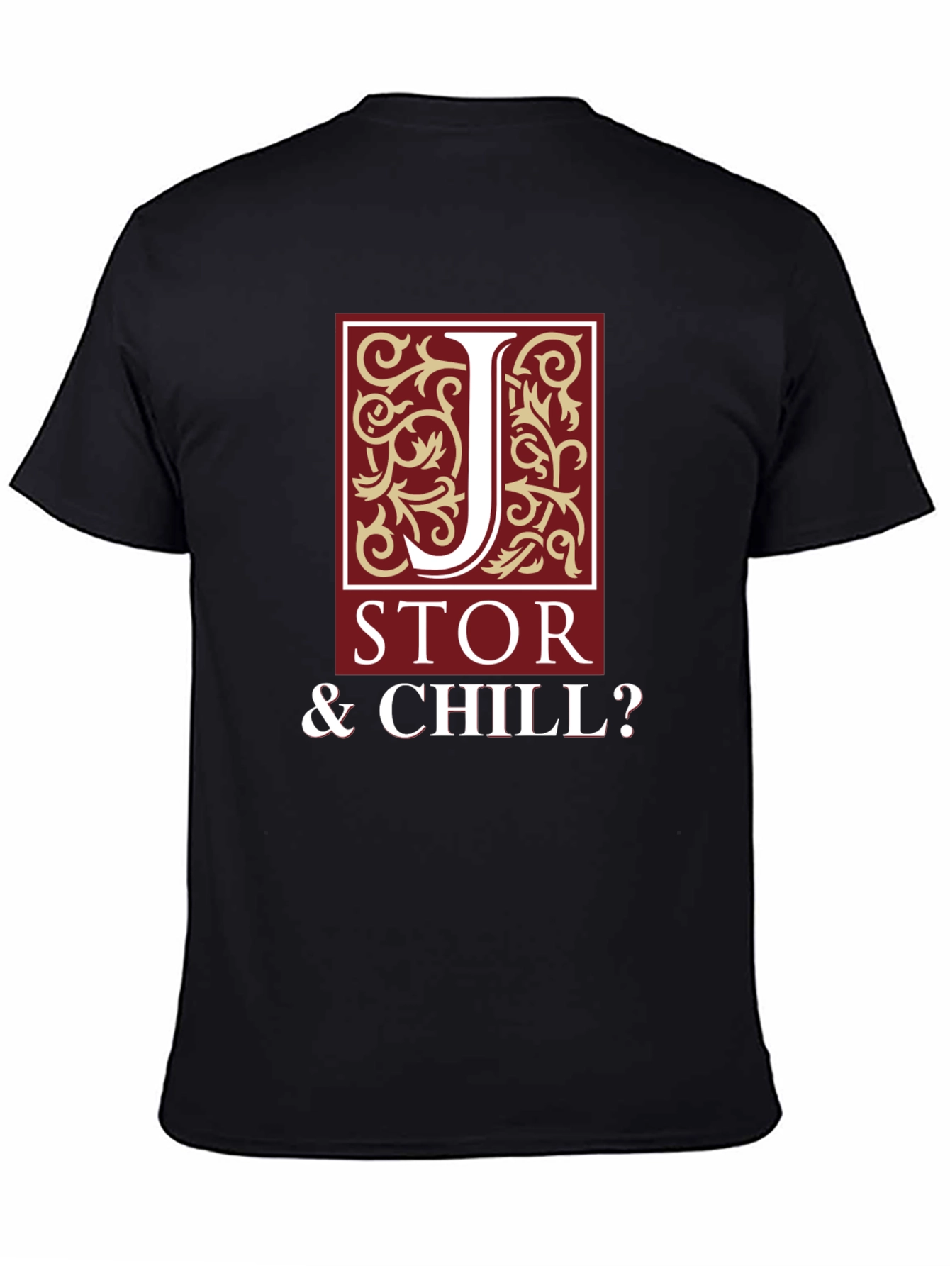 Black JSTOR & Chill? Men's Black Graphic T-Shirt view 4