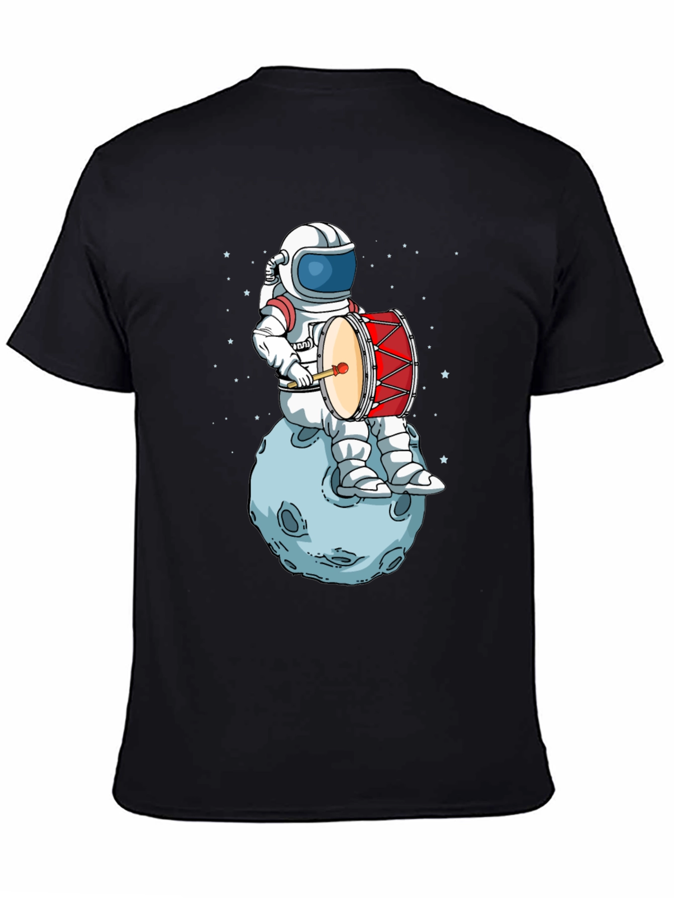 Black Astronaut Drummer T-Shirt - Space Music Tee view 4