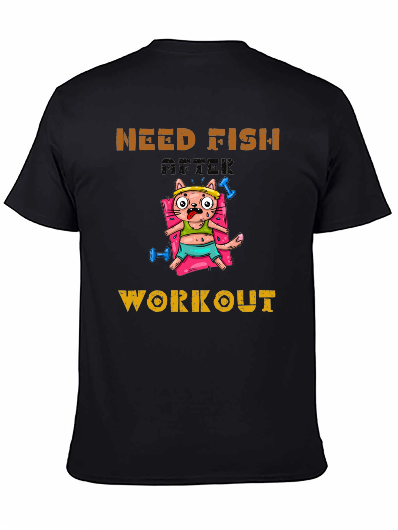 Black Need Fish After Workout Cat Graphic Tee view 4