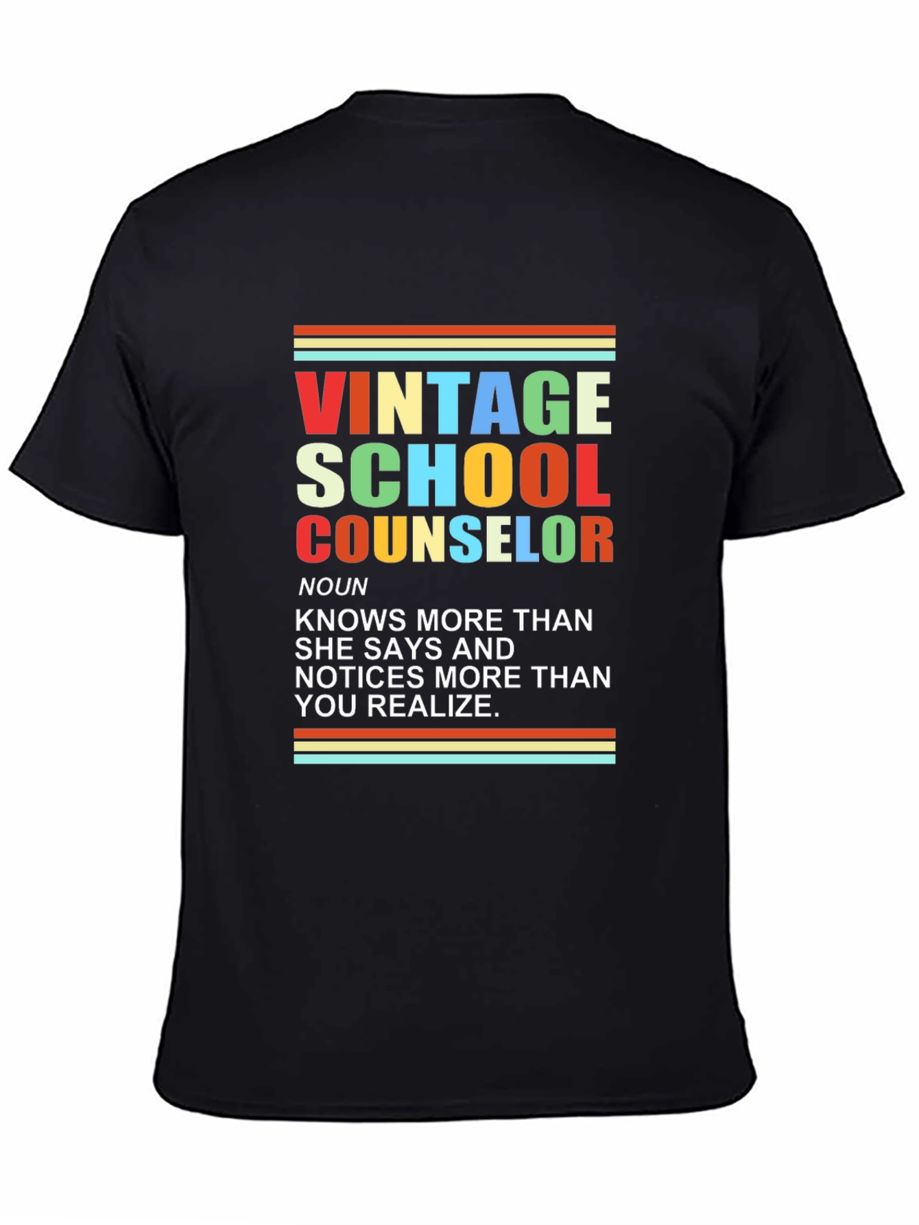 Black Vintage School Counselor T-Shirt view 4