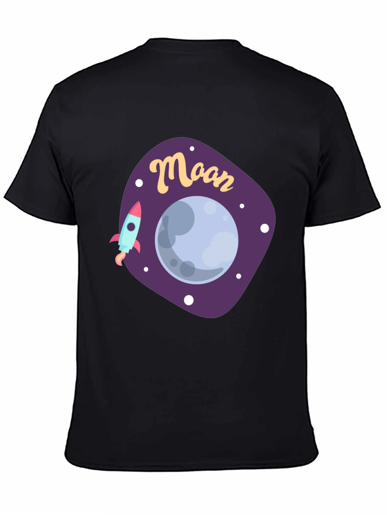 Black Moon Graphic T-Shirt - Space Rocket Design view 4