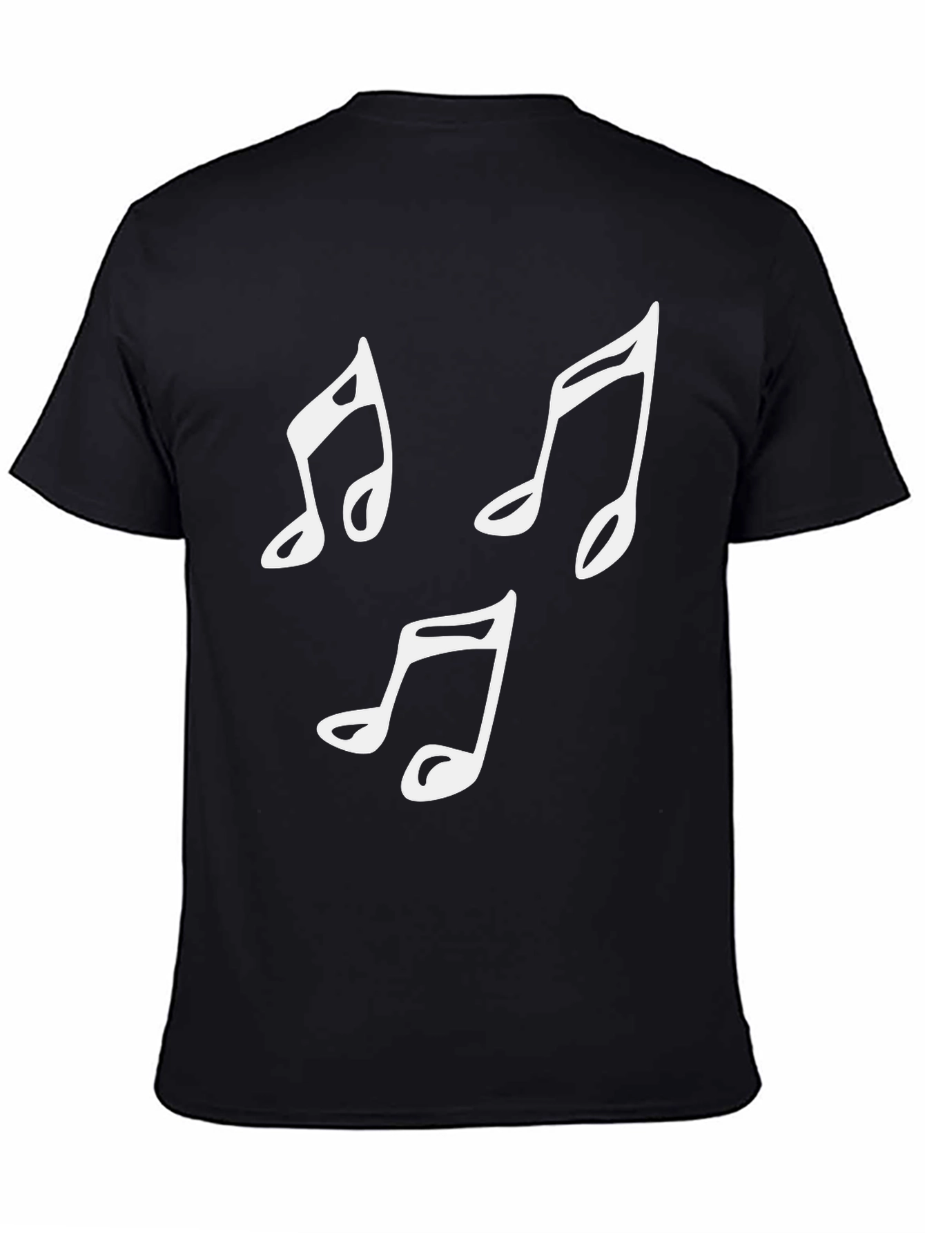 Black Musical Notes Graphic Tee - Black Cotton T-Shirt view 4