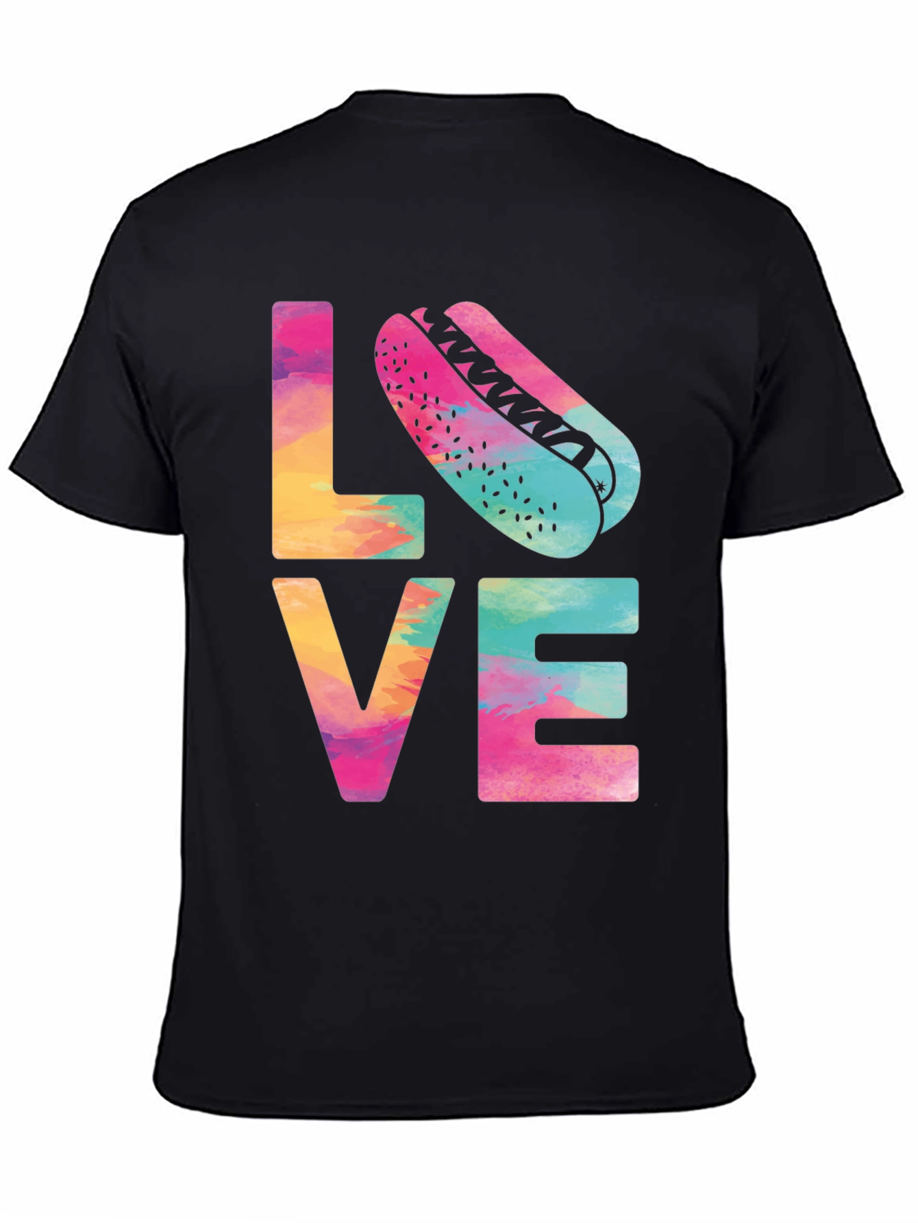 Black Colorful Love Hotdog T-Shirt - Fun & Casual Tee view 4