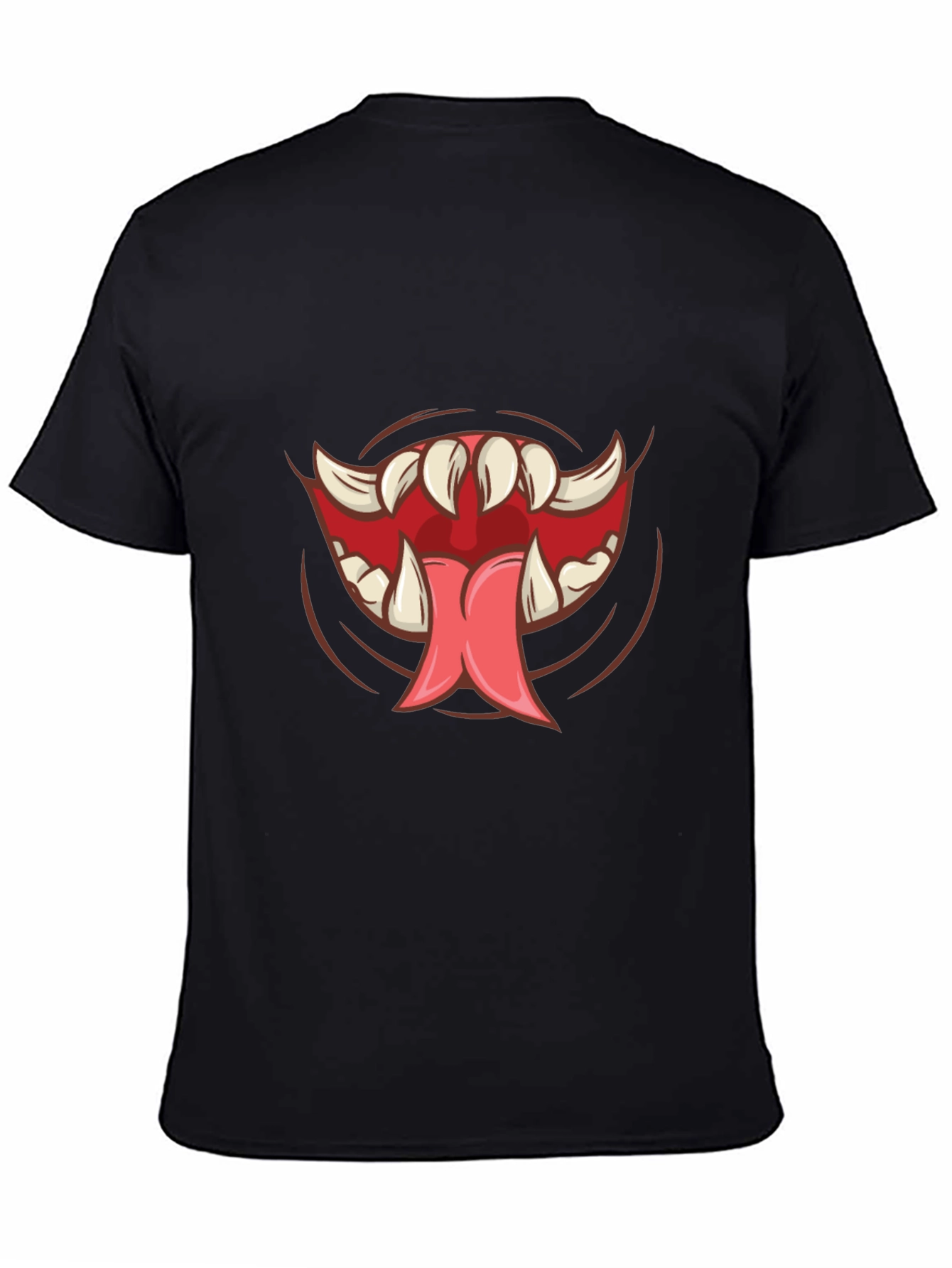 Black Monster Mouth Graphic Tee - Black Cotton Shirt view 4