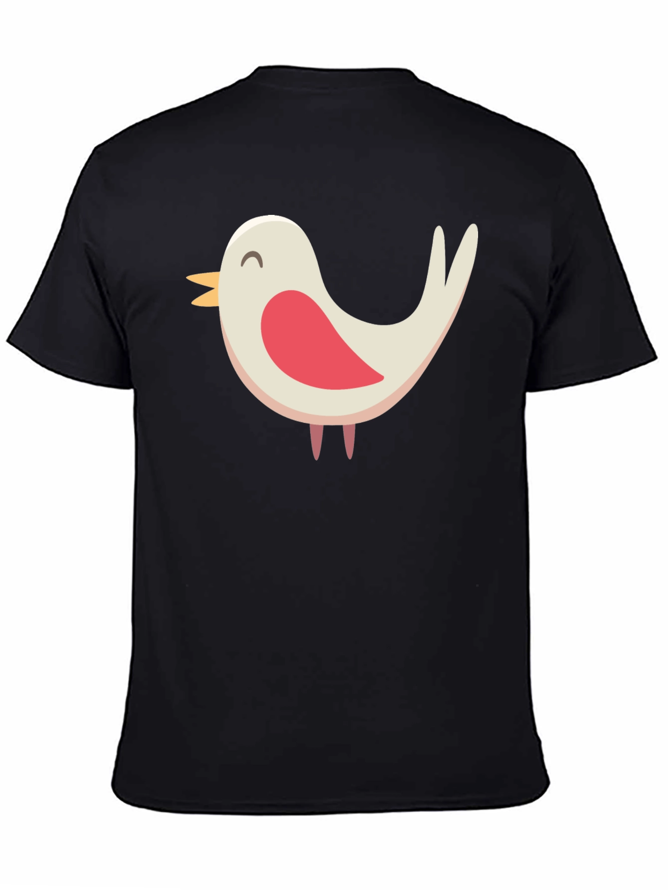 Black Cute Bird Graphic Tee - Black Cotton Blend Shirt view 4