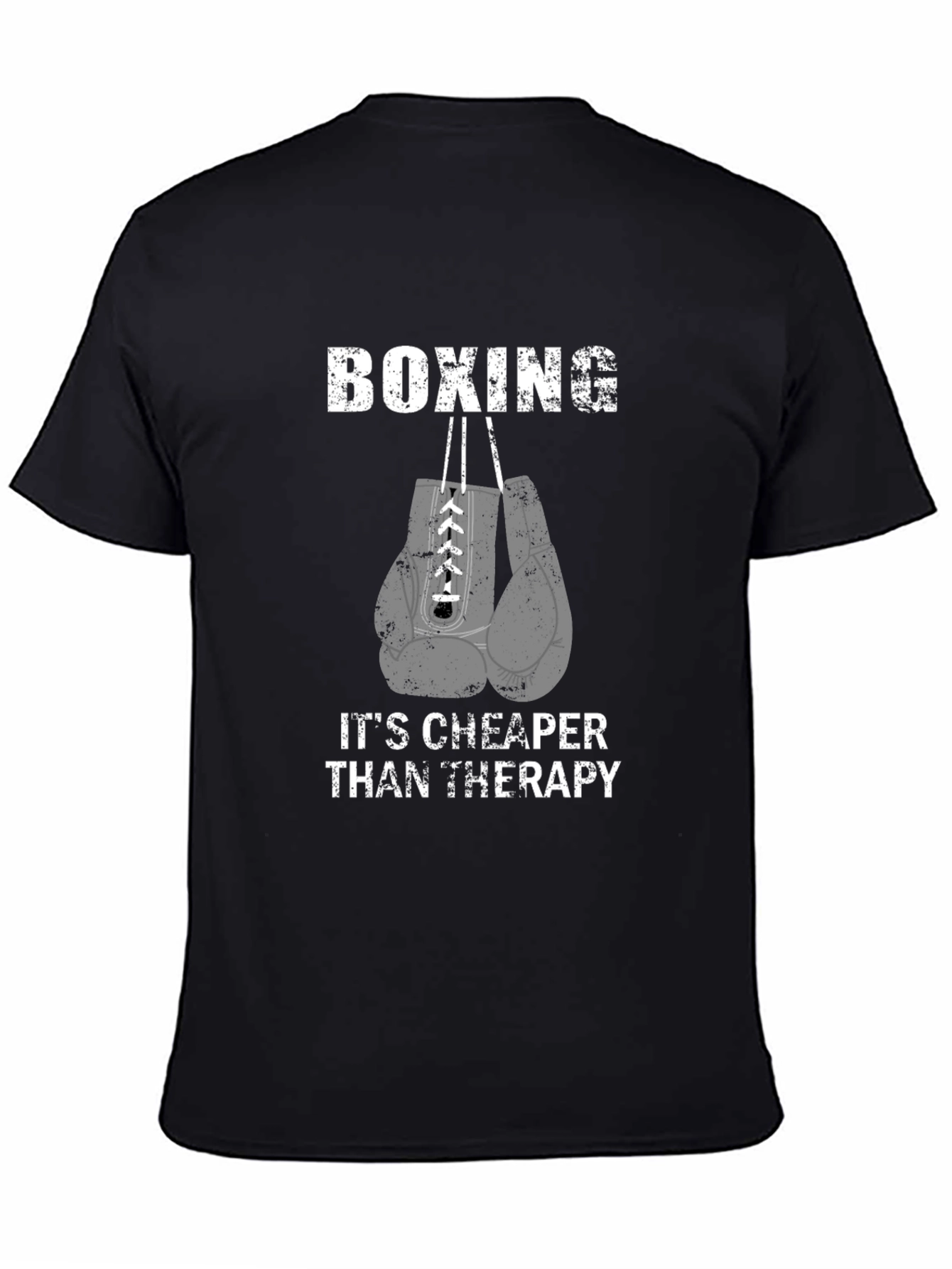 Black Boxing Therapy T-Shirt | Funny Boxing Gift view 4
