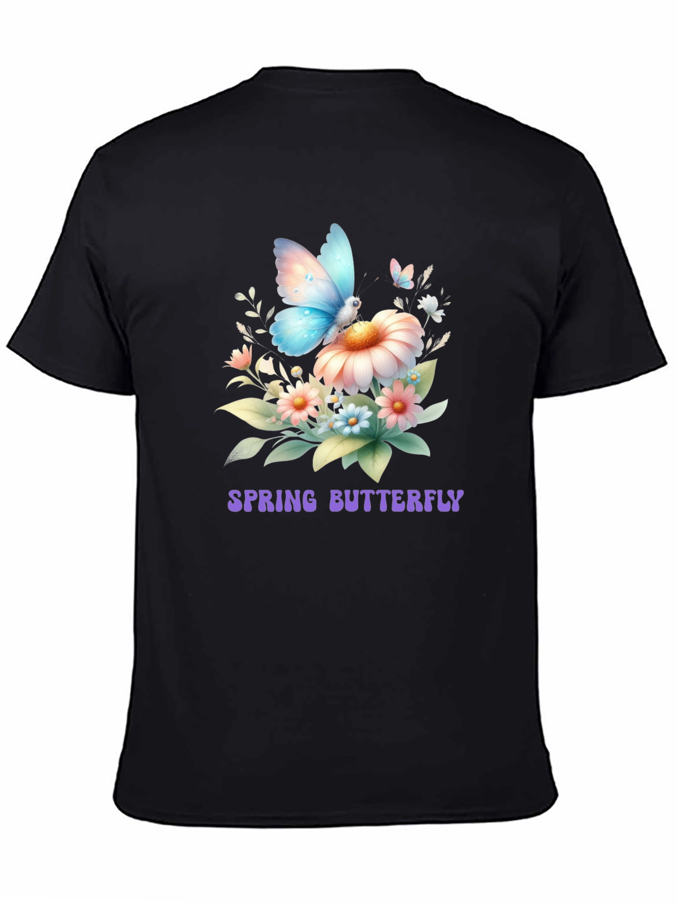 Black Spring Butterfly Graphic T-Shirt view 4