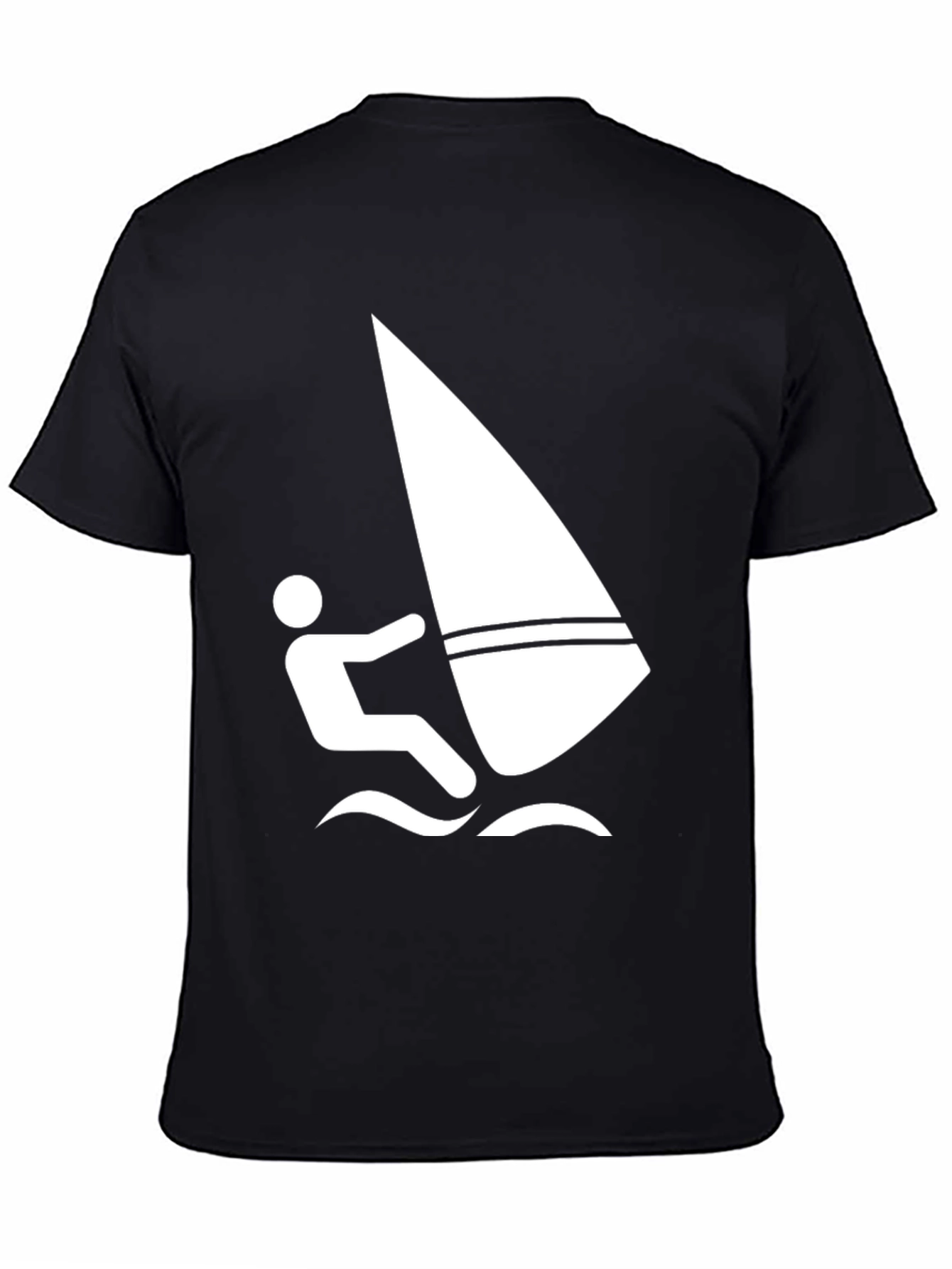 Black Windsurfing Graphic Tee - Black Cotton T-Shirt view 4