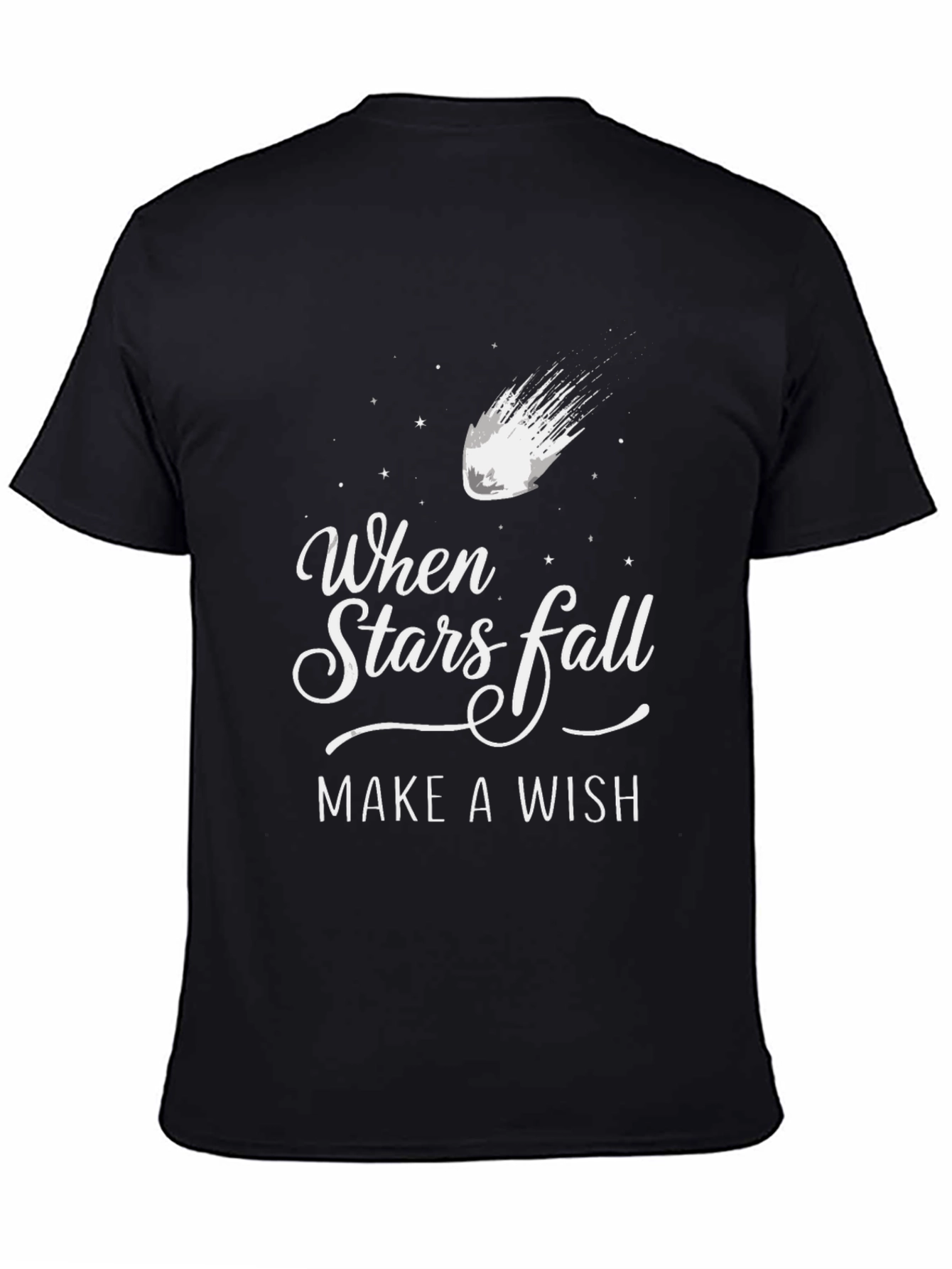 Black When Stars Fall Make A Wish T-Shirt view 4