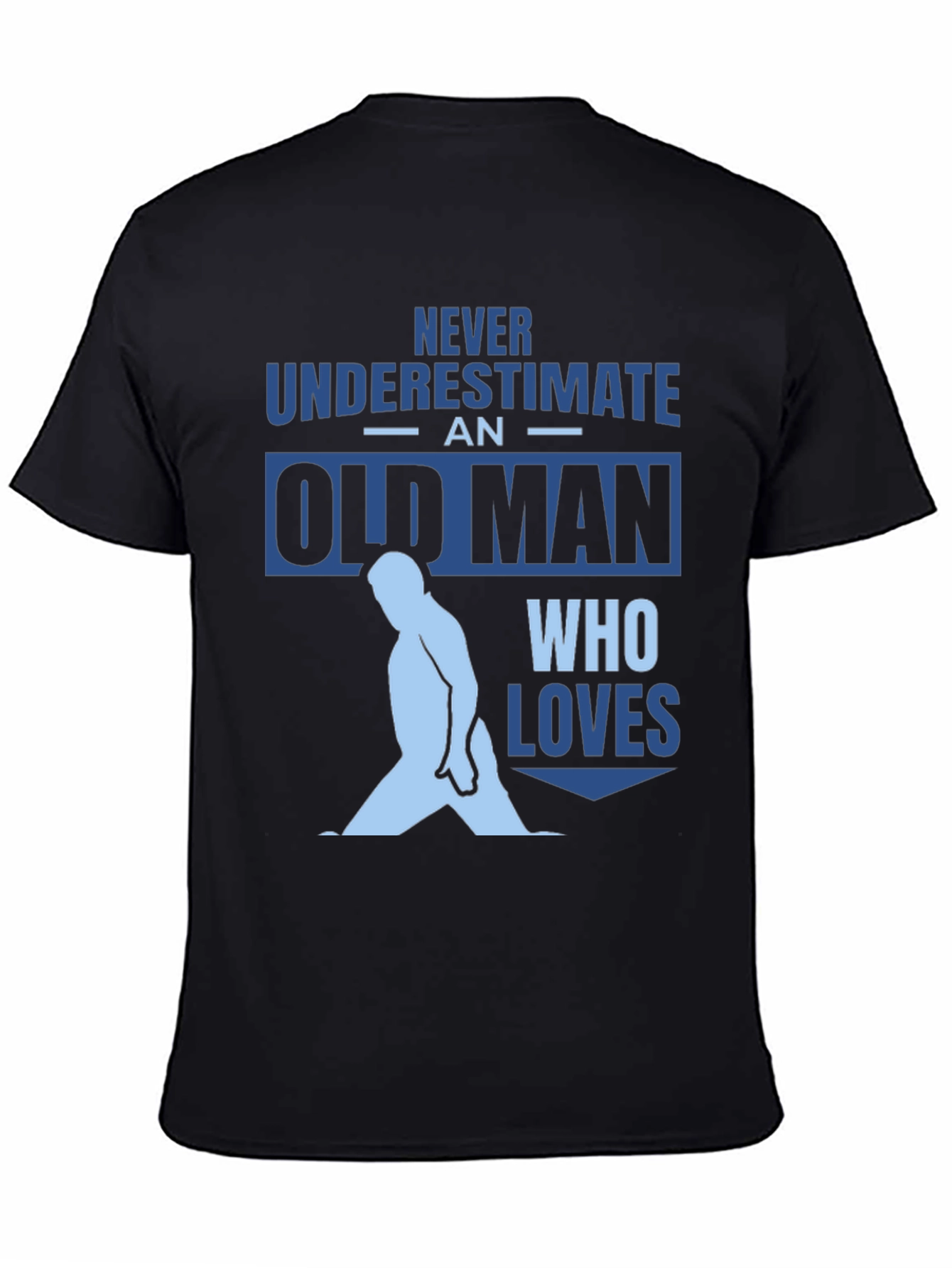 Black Never Underestimate Old Man Black T-Shirt view 4