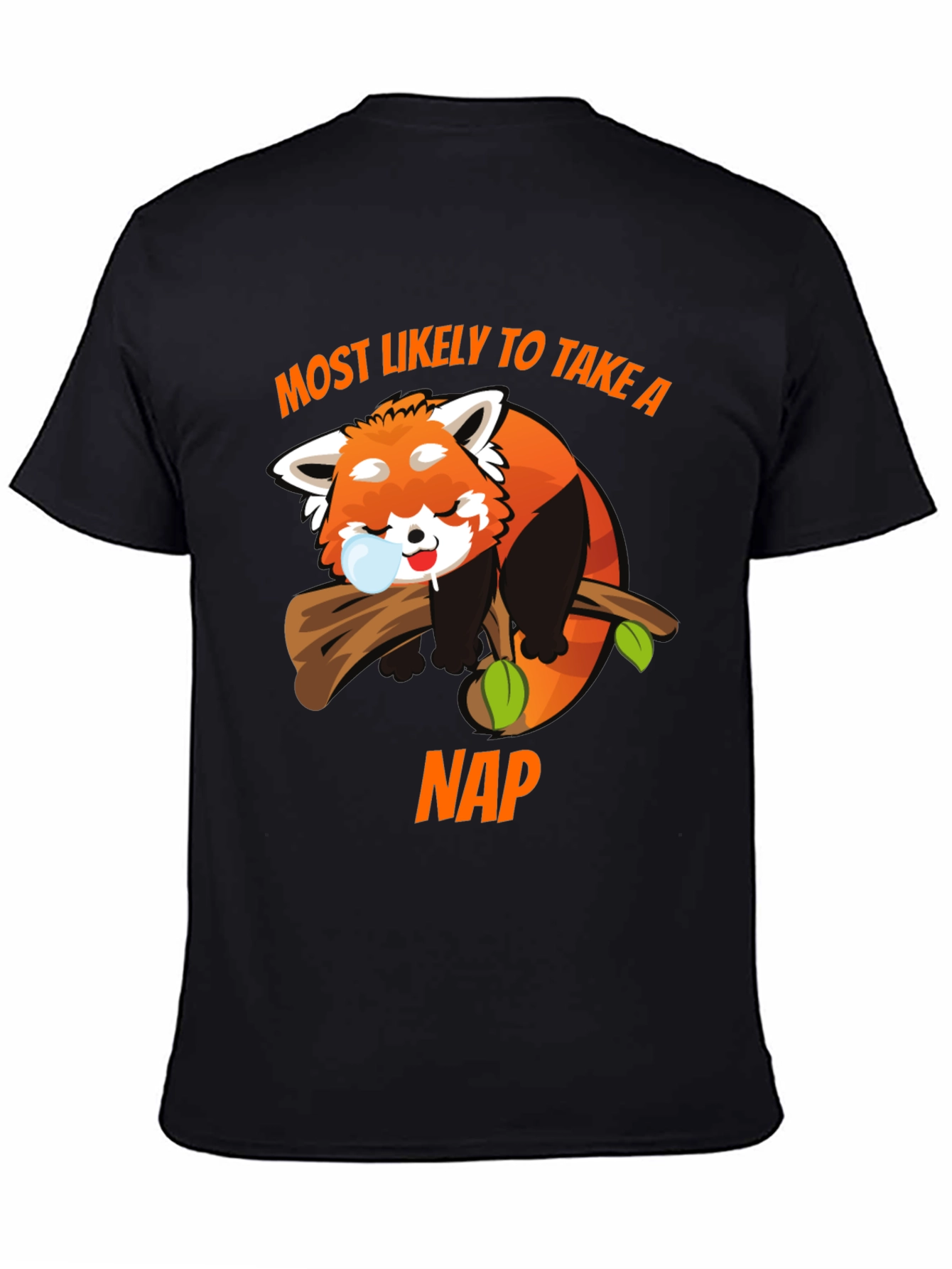 Black Funny Red Panda Nap T-Shirt view 4