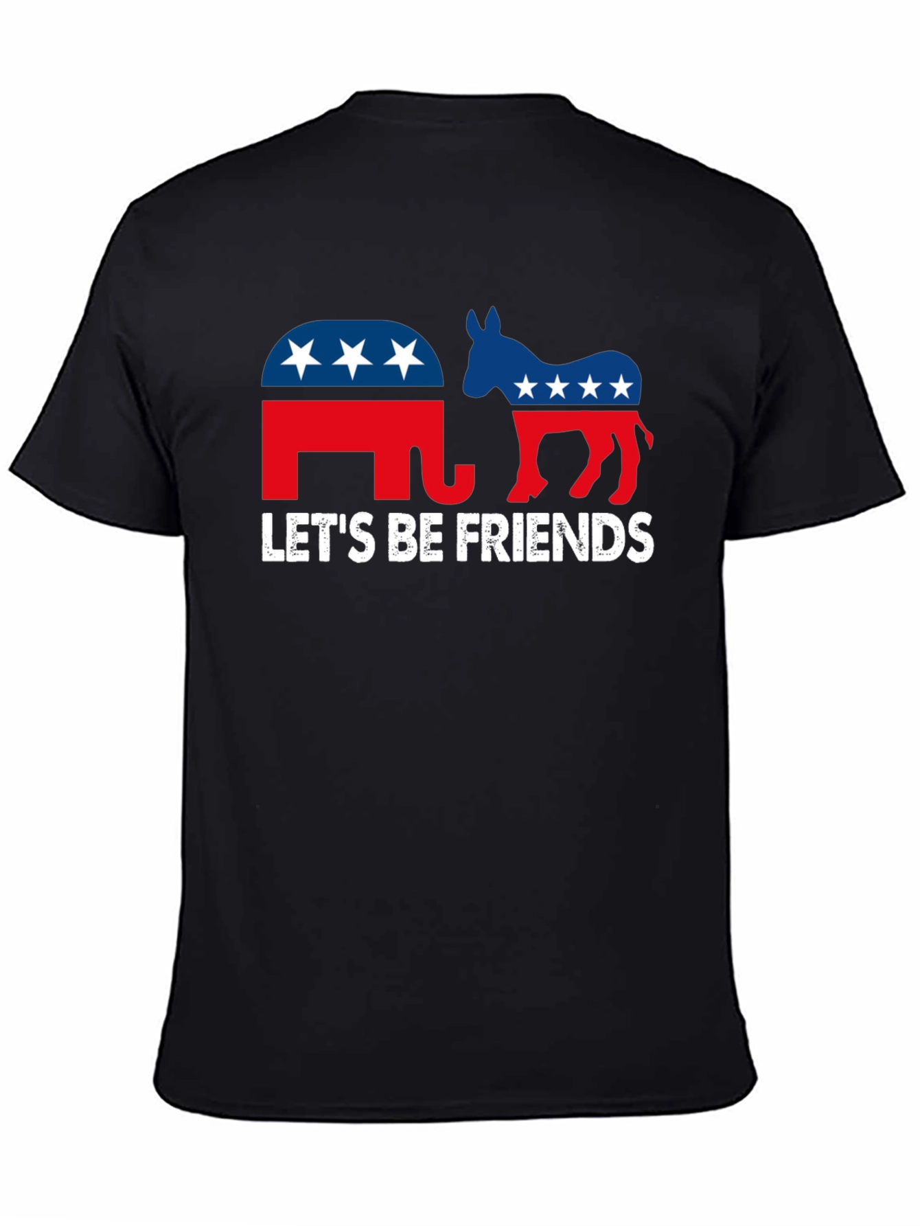 Black Let's Be Friends Political T-Shirt view 4