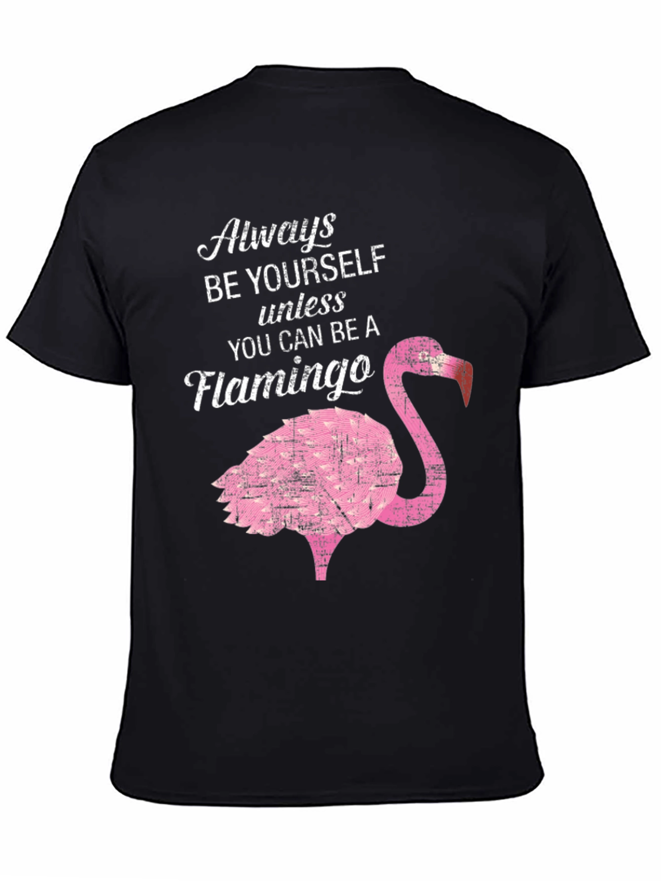 Black Be a Flamingo T-Shirt - Novelty Graphic Tee view 4