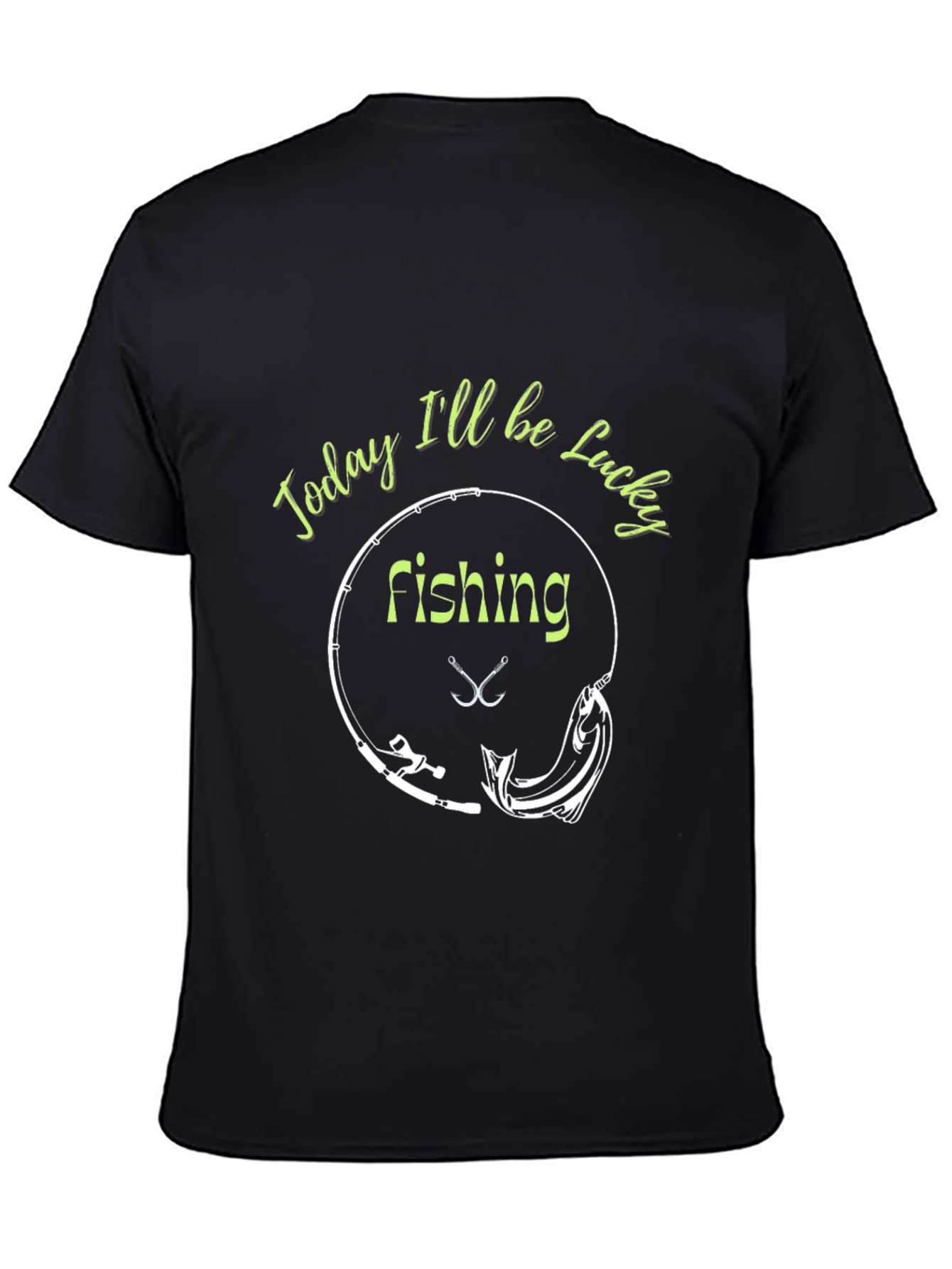 Black Lucky Fishing Tee - Black Graphic T-Shirt view 4