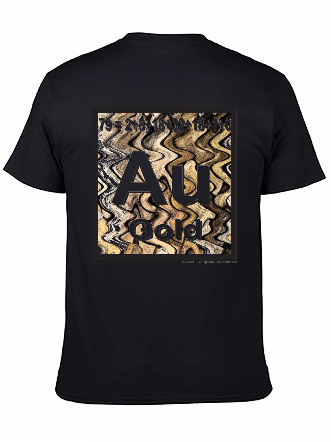 Black Gold Element Periodic Table Graphic Tee - Black view 4