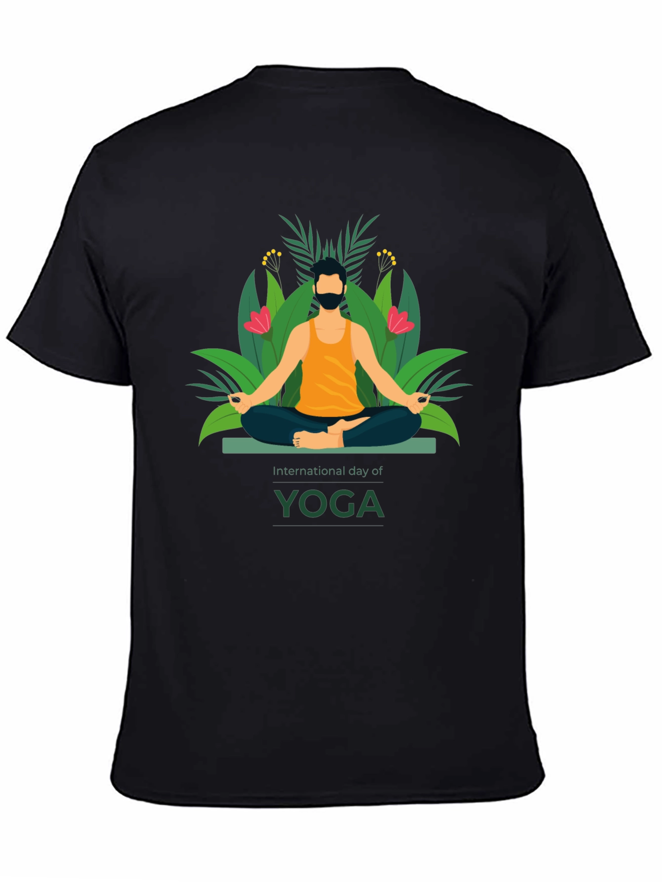 Black International Yoga Day Graphic Tee - Black view 4