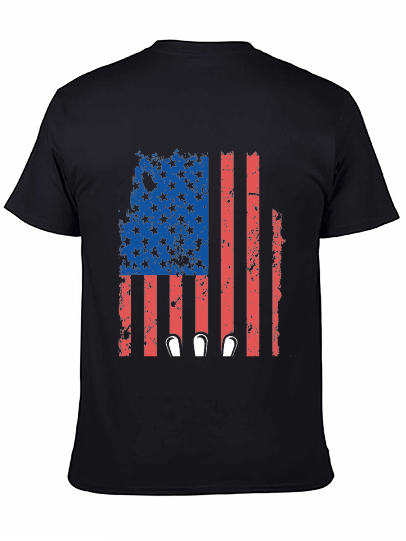 Black Patriotic Flag Bowling T-Shirt view 4